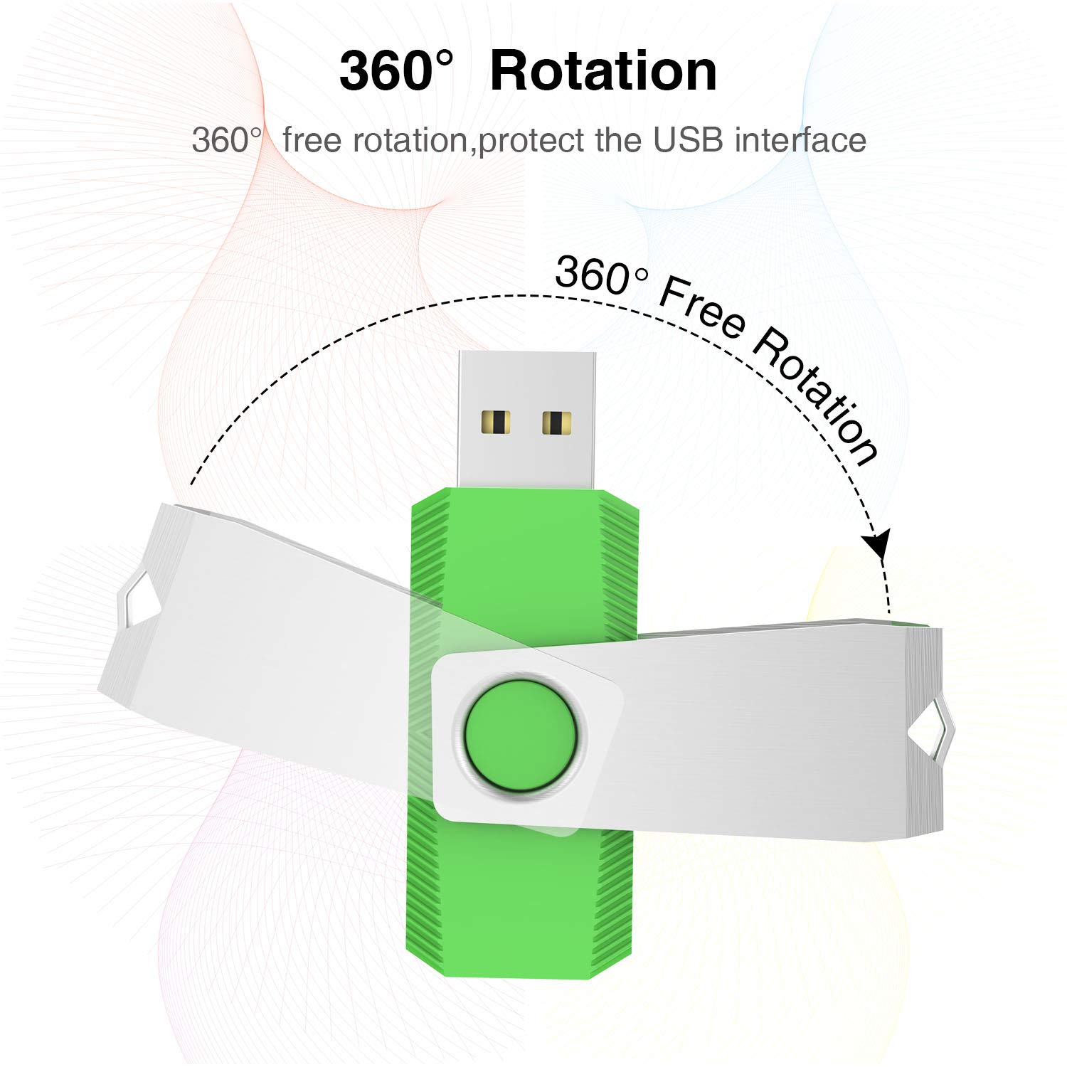 KEXIN 32 GB Chiavetta USB 5 Pezzi Pennetta Girevole Unità Memoria Flash Pen Drive Penna USB 32 Giga Chiavette con Luce a LED (5 Multicolorato: Nero Blu Verde Rosso Arancio)