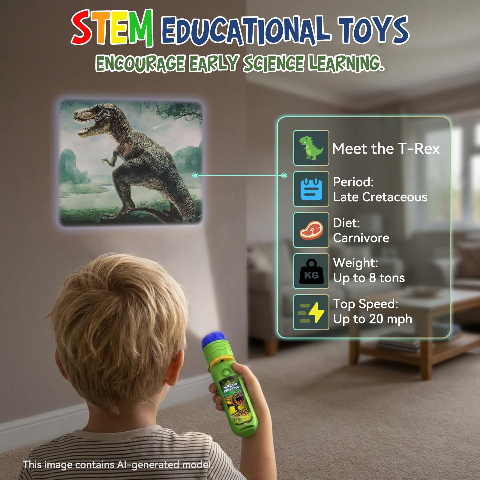 Dinosaur Projector Flashlight for Kids - 3-7 Years -5 Dinosaur Projector Flashlight for Kids - 3-7 Years -5