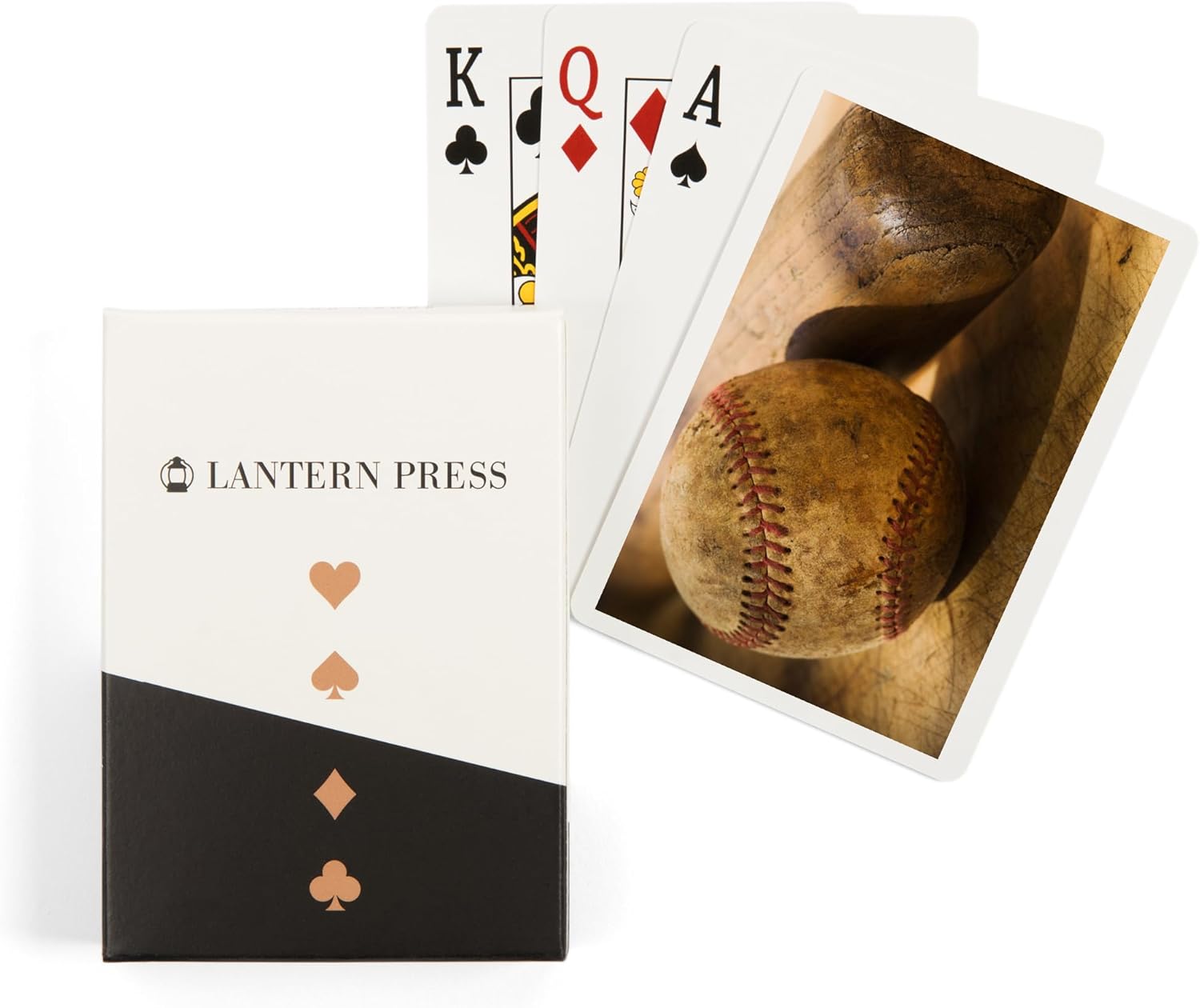 Lantern Press Baseball and Bat, 52 Playing Cards for Adults, Poker Size Card Deck
