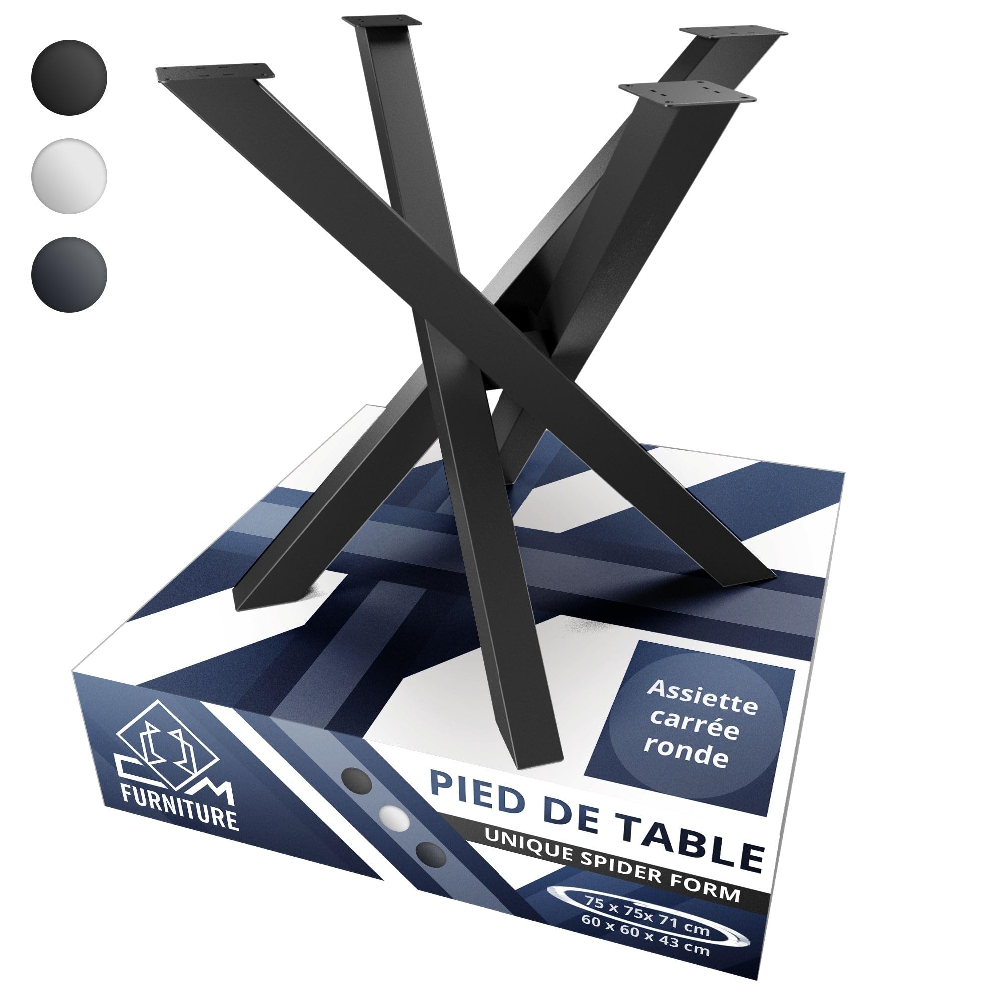 HSM Collection - Pied de table Spider Leg - 100x80x72 - Revêtement en
