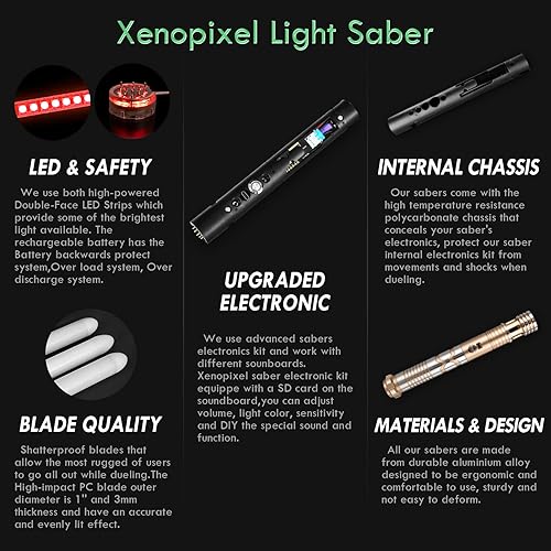 Miniatura 6 de CUSTOM SABER Sable de luz de xenopíxel de oscilación suave sensible, control de movimiento para encender la hoja, 12 tipos de modo hoja, 34 fuentes