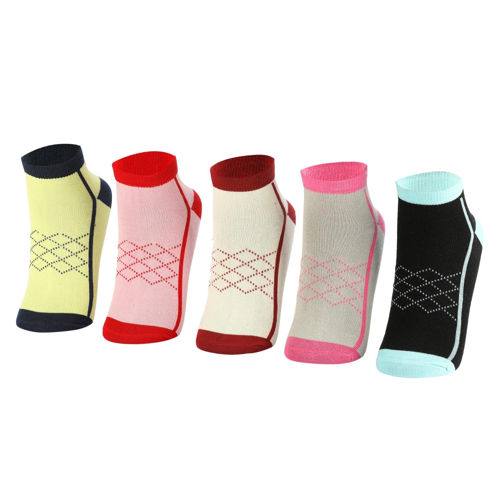 PRIMESOX MOVE ON Kids Girls Cotton Ankle Socks - Durable & Soft Kids Girls Socks, Breathable Design for Everyday Use - Pack of 5 Pairs (8-11 Years) - Image 2 thumbnail