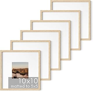 HAUS AND HUES Modern Oak Wood Picture Frame, Beige, 10x10 inches, Matted...