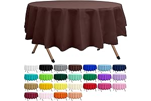 2 Pack Brown Premium Plastic Tablecloth Round 84 Inches for 2 Person Dining
