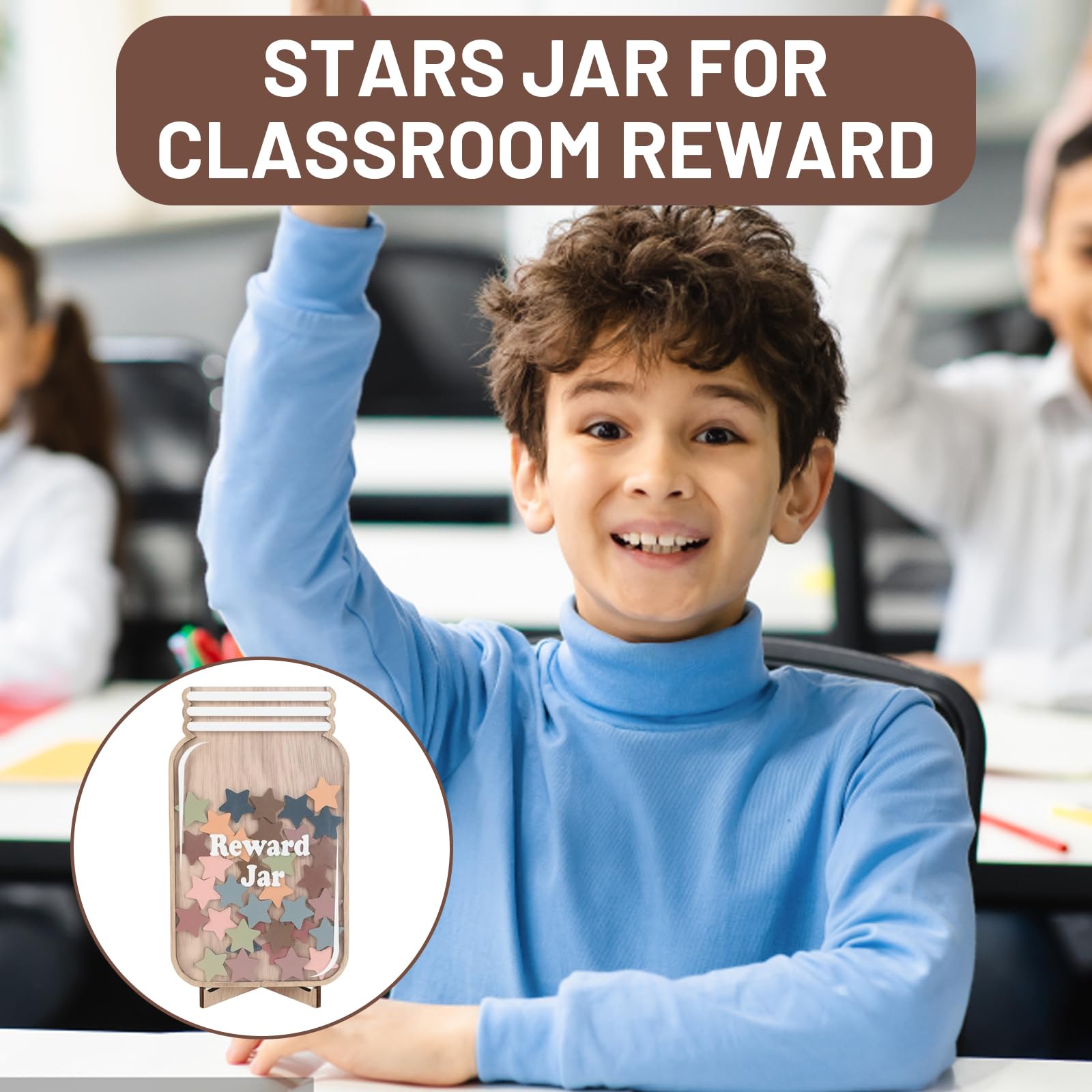 Reward Jar with Star Tokens, Stars Reward Jar for Kids for Children Potty Train Tool Reward Board for Kids Home School Classroom - Image 4