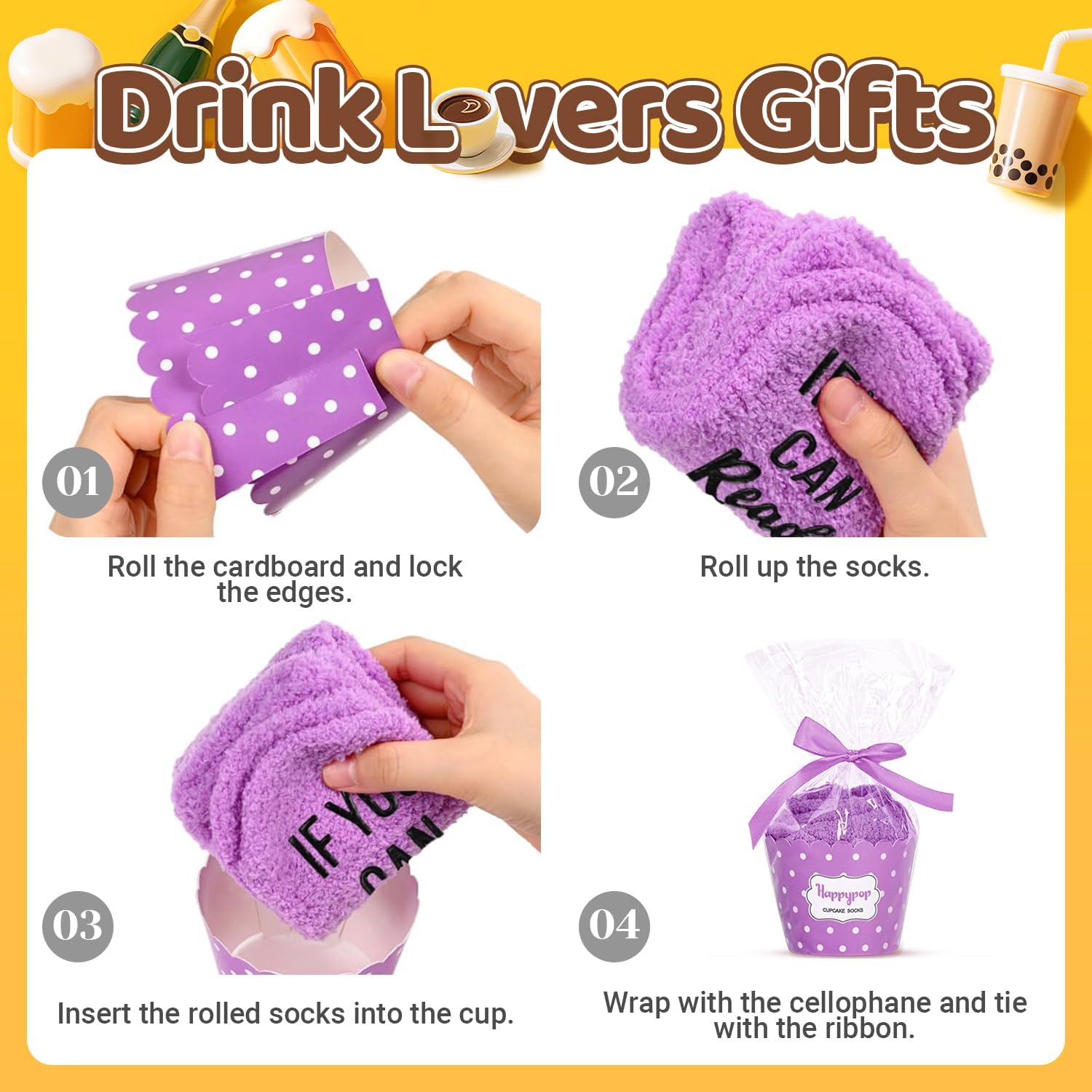 HAPPYPOP Fuzzy Drink Lover Gifts - Women Men Socks, Wine Margatita Bourbon Coffee Tea Lover - Image 6