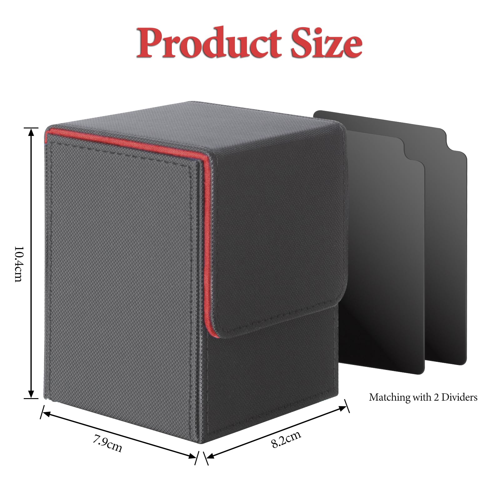 ECOSEAO Trading Card Storage Box, PU Leather TGC Storage Box, Magnetic Trading Card Box for Yu-Gi-Oh! (Red) 100+ Cards - Image 2
