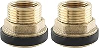 Vista 1 de 2 piezas de accesorios de mamparo de latón, conector de tanque de agua macho de 3/4 pulgadas hembra de 1 pulgada con 2 anillos de goma para barriles