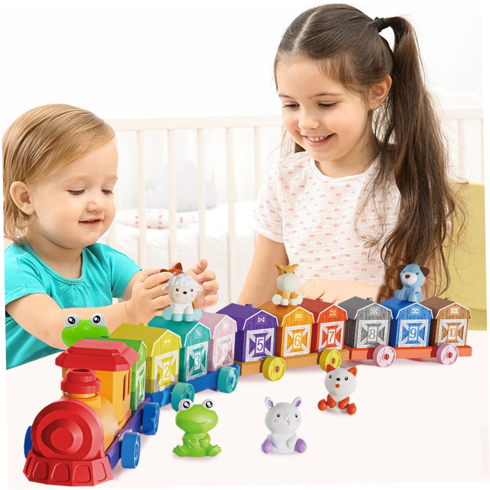 Set di trenini per Bambini attività di conteggio, Abbinamento e ordinamento Trenino per Bambini con Animali da Fattoria Marionette da Dito Giocattoli Montessori per