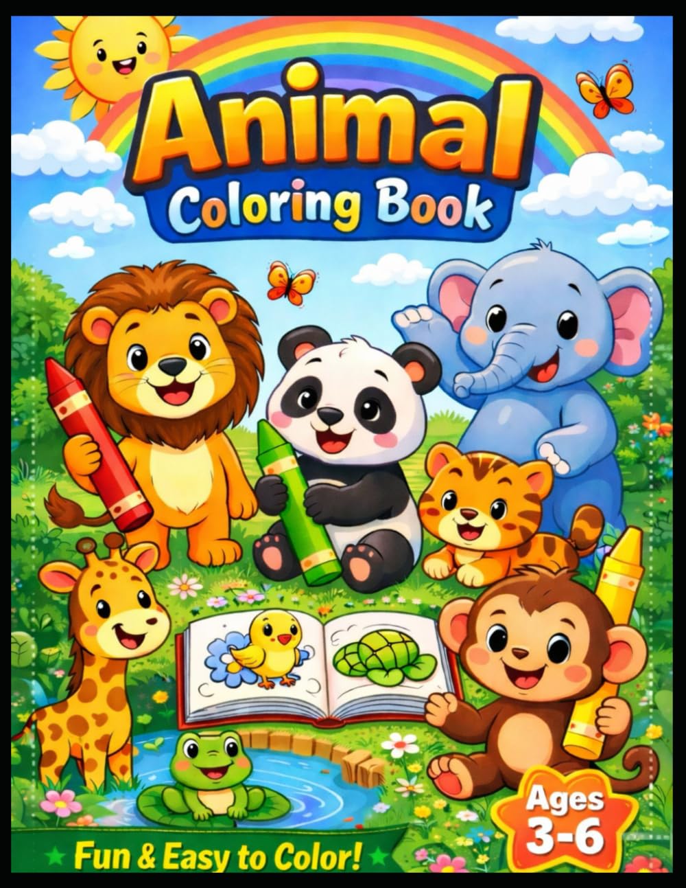 Animals and Birds Coloring Book for Kids: Easy and Fun Coloring Pages for Toddlers and Kids Ages 3–6| Cute Animals, Birds, and Simple Designs for Early Learning