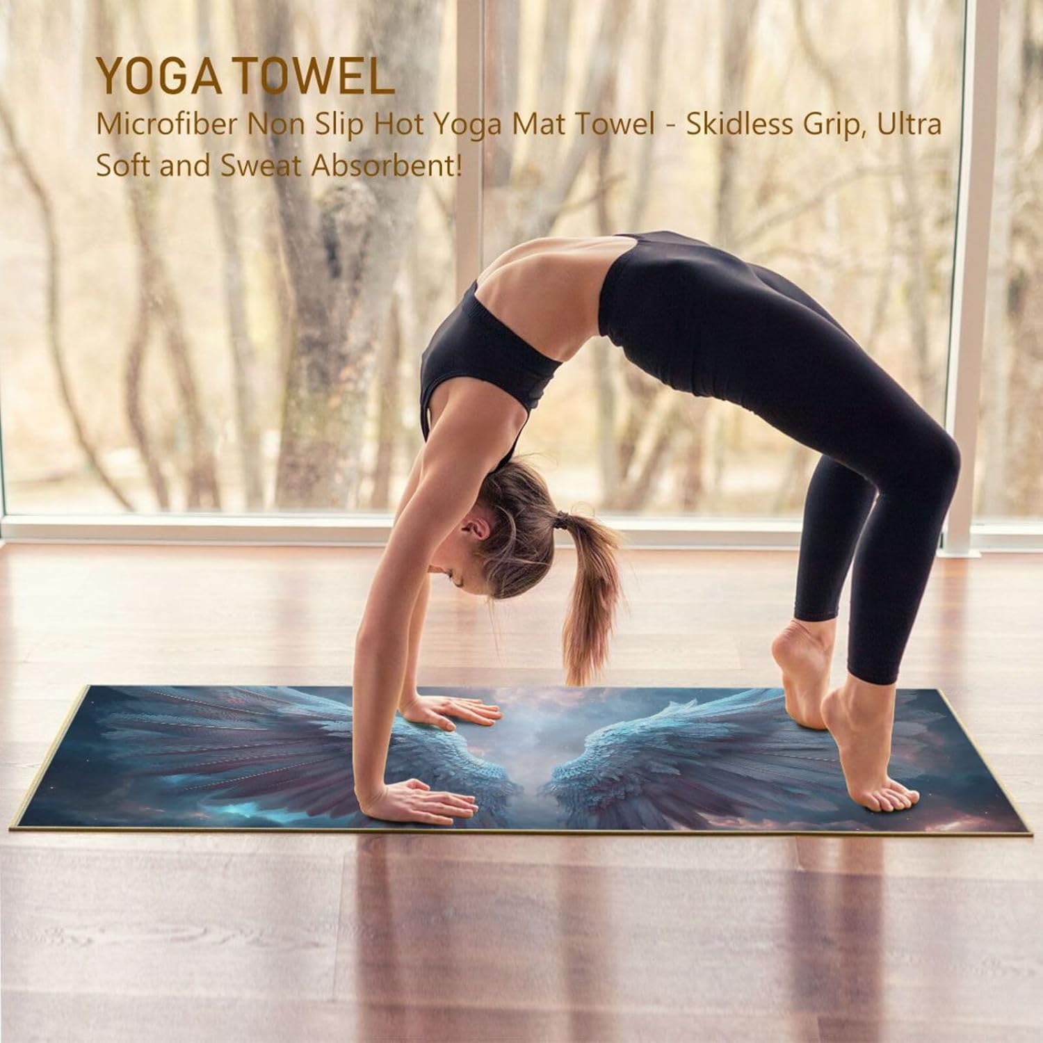 Wing Nebula Hot Yoga Towel – Stylish, Non-Slip, Grip Dot, Super Absorbent, 27" x 73" - Yoga Mat Towels for Exercise, Fitness