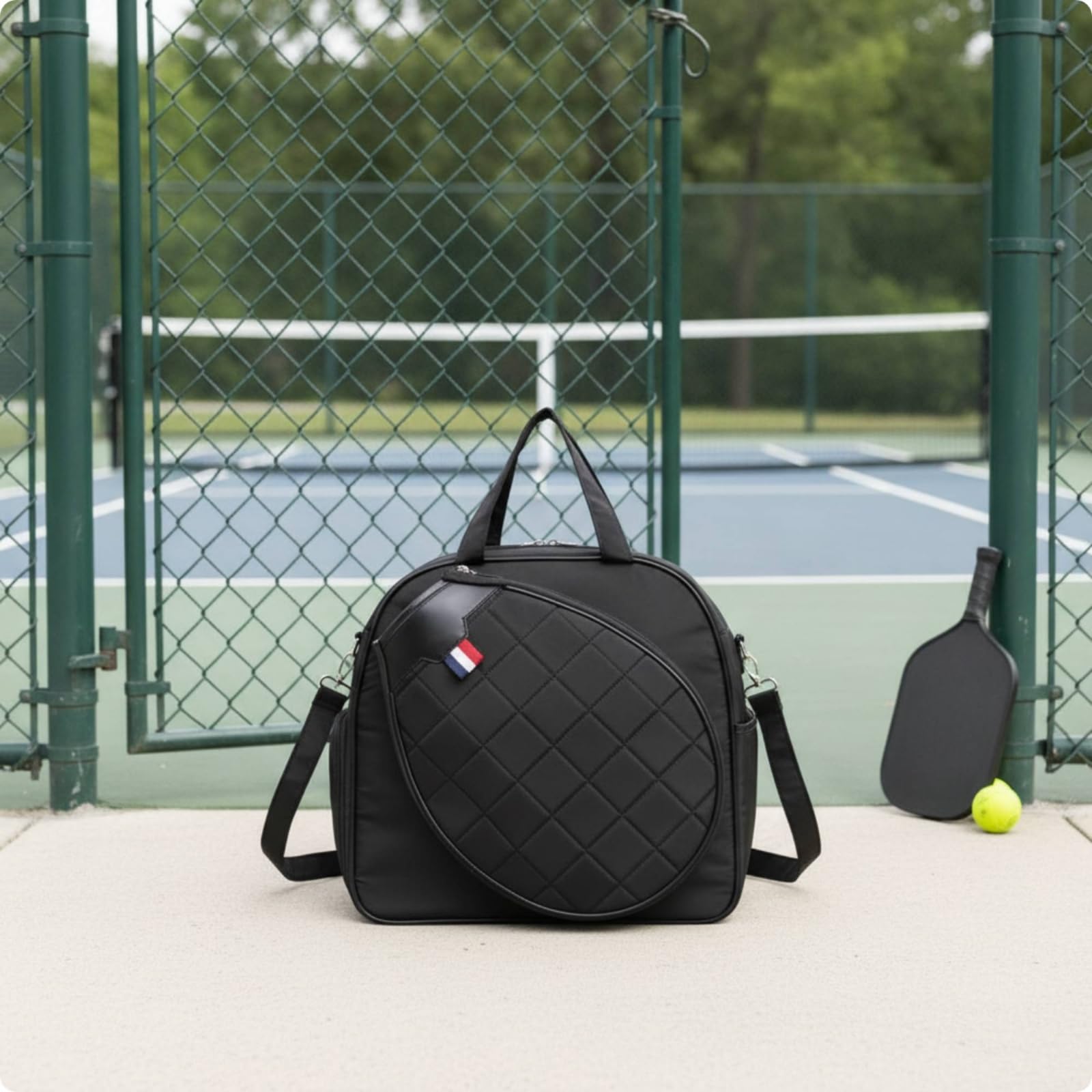 Porta Raquetas Deportivo con Asa y Correa Desmontable para Equipo de Cancha con Bolsillo Redondo Adecuado para Uso Profesional