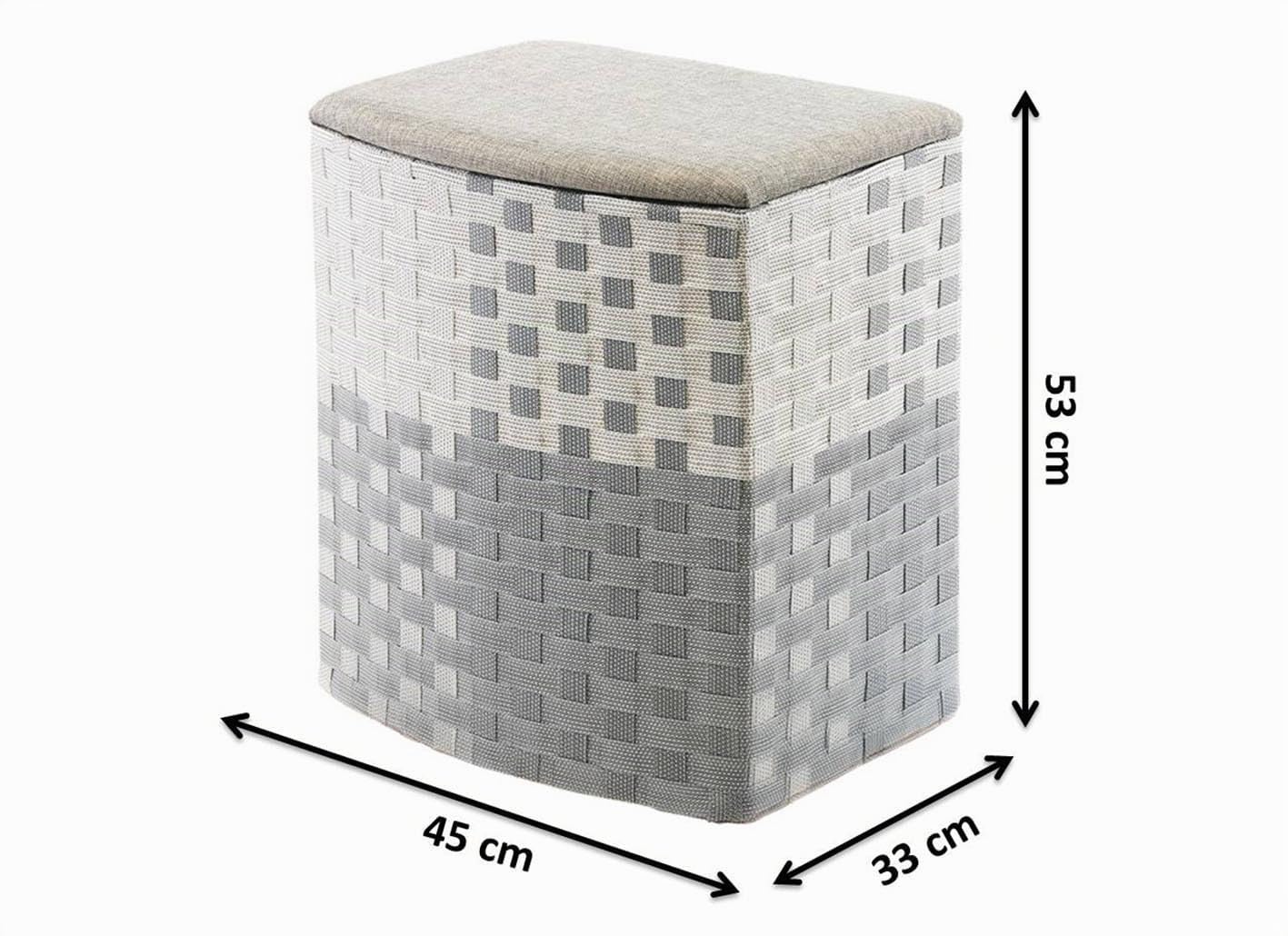Kobolo Wäschekorb Wäschebehälter Wäschesammler - Nylon - grau-weiß - 44x32x52 cm