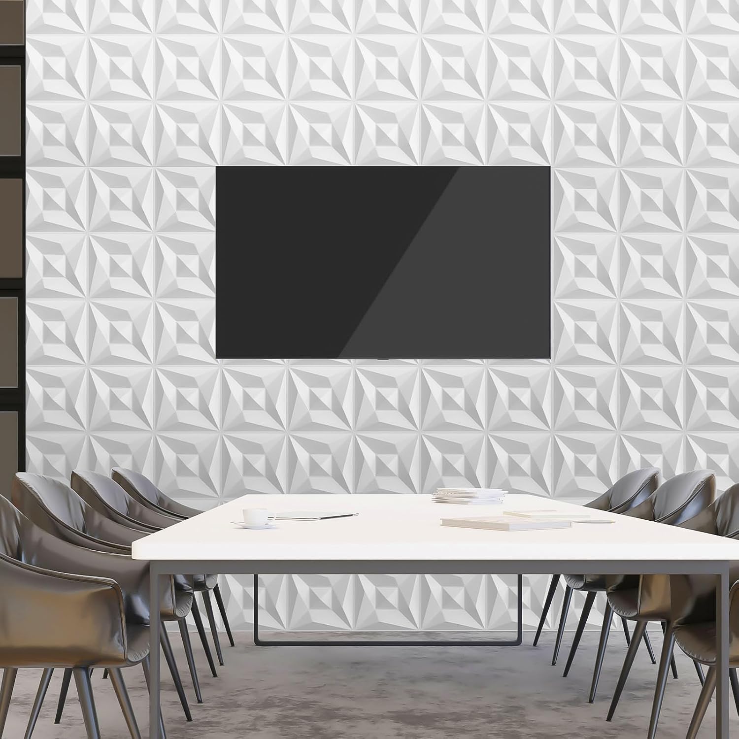 40 PCS 3D Wall Panels for Interior Décor White 11.8"*11.8" Wall Covering Panels，PVC Textured 3D Tile for Living Room，Bedroom DIY Interior Wall Décor