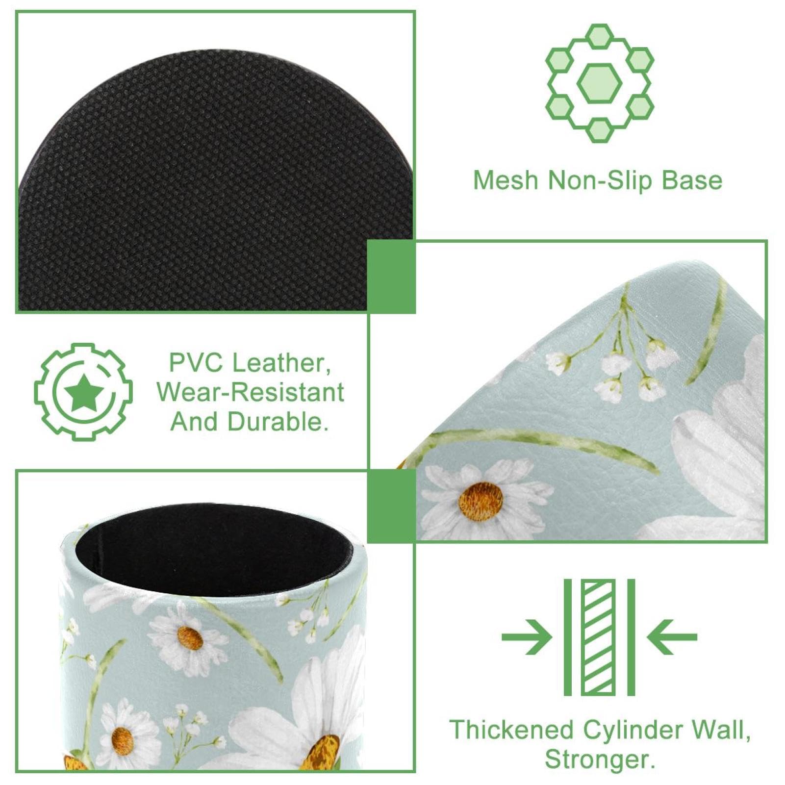 Portalápices de colores de gran capacidad para escritorio, con patrón de margaritas, soporte para brochas de maquillaje, accesorios de escritorio y organizadores de espacio de trabajo para el
