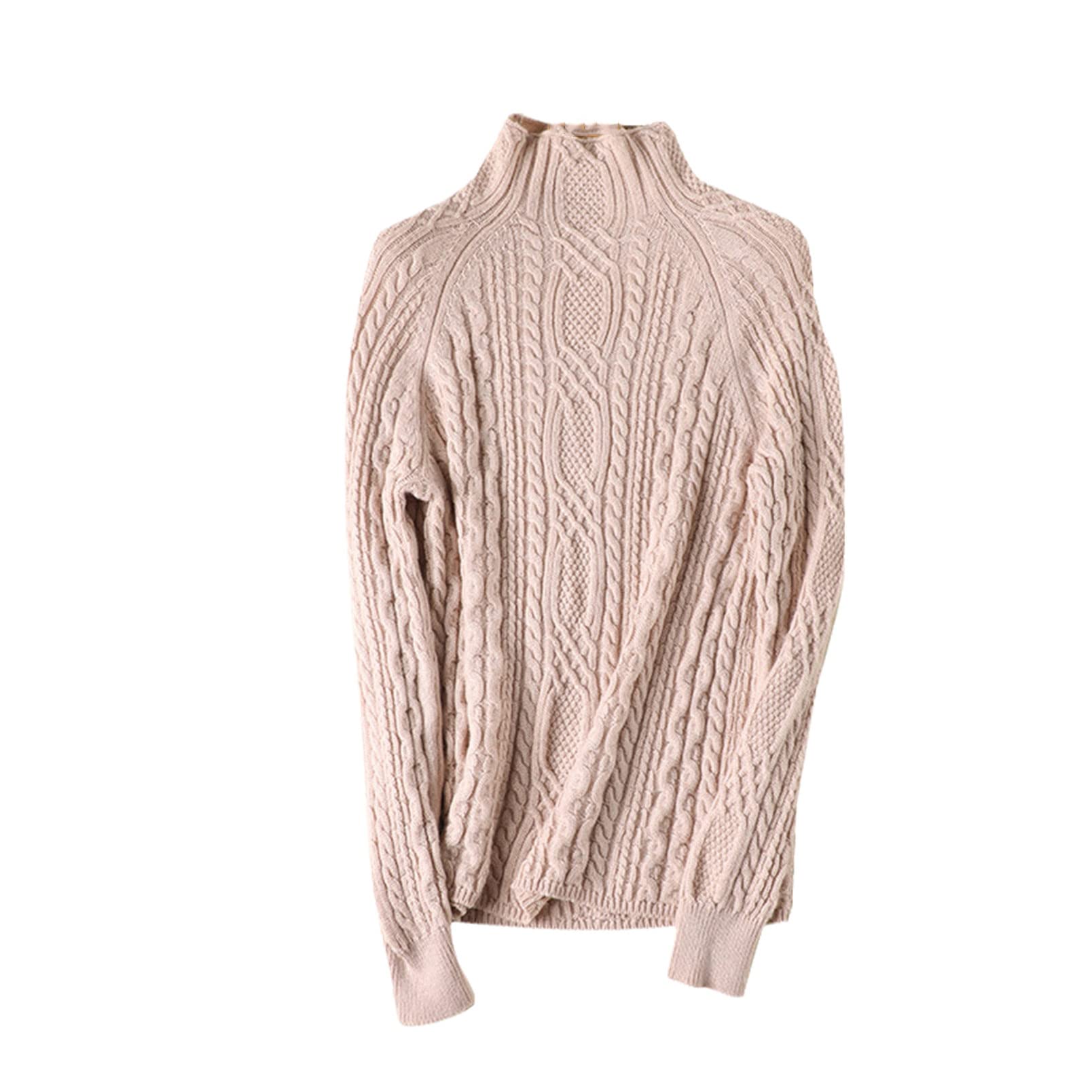 Suéter de lana suave de color sólido cálido engrosamiento Argyle jersey de cuello alto