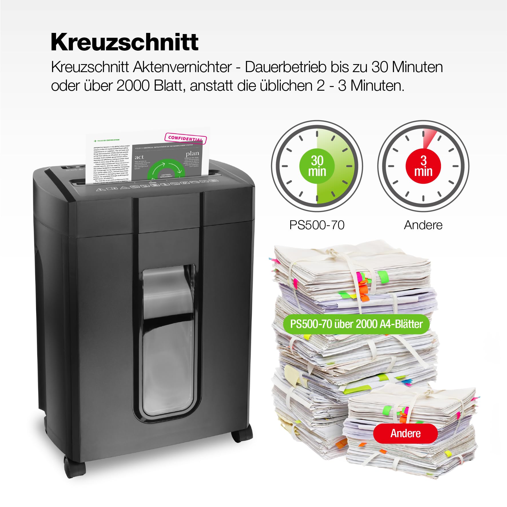 Peach PS500-70 Niszczarka Dokumentów, Wielokolorowy, 18 l