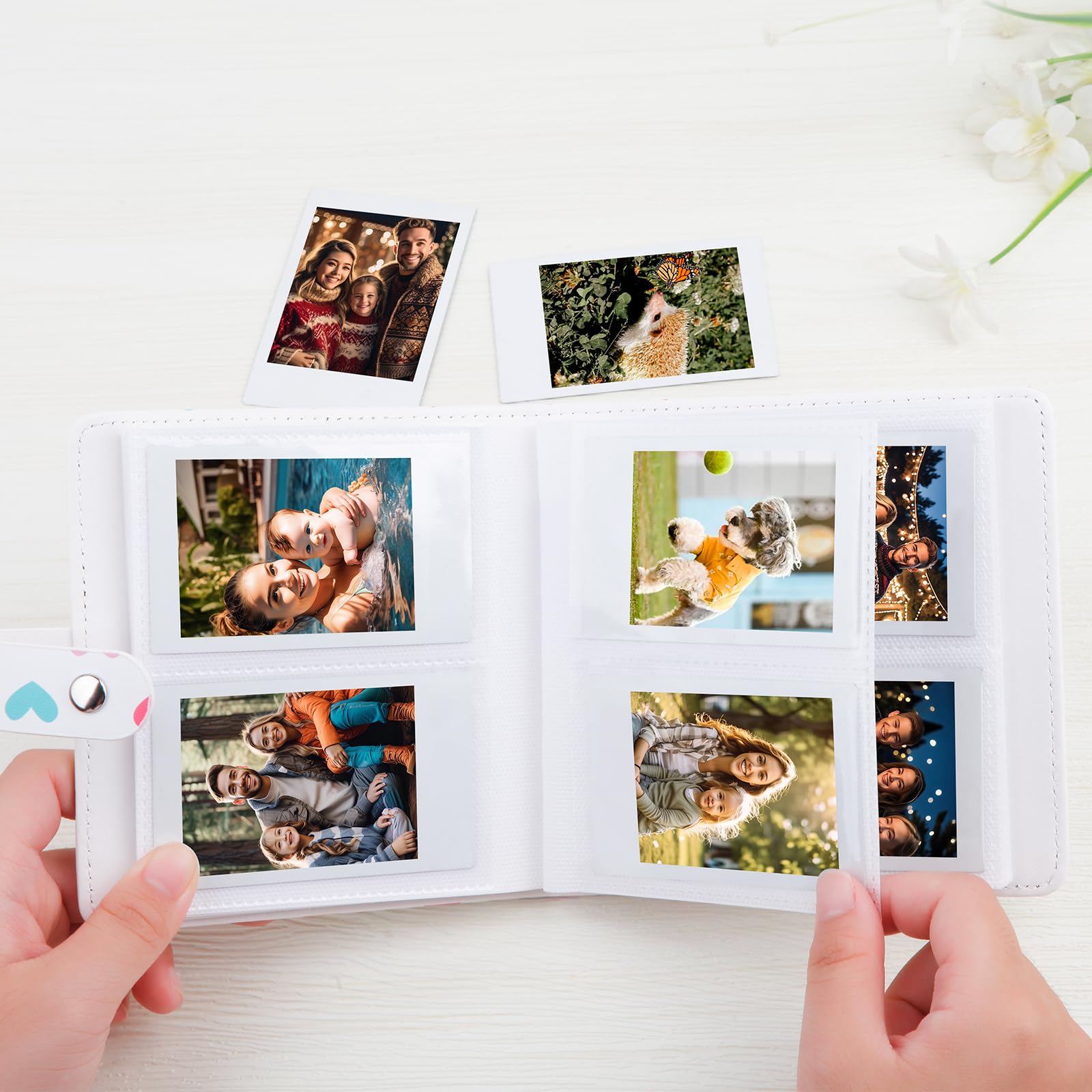 112 Tasche Mini Album Fotografico 2 x 3 Portatile Portafotografie Kpop Compatibile con Fujifilm Instax Mini Fotocamere/Polaroid Snap Touch/SocialMatic Fotocamere Istantanee (1Pack, Bianco)