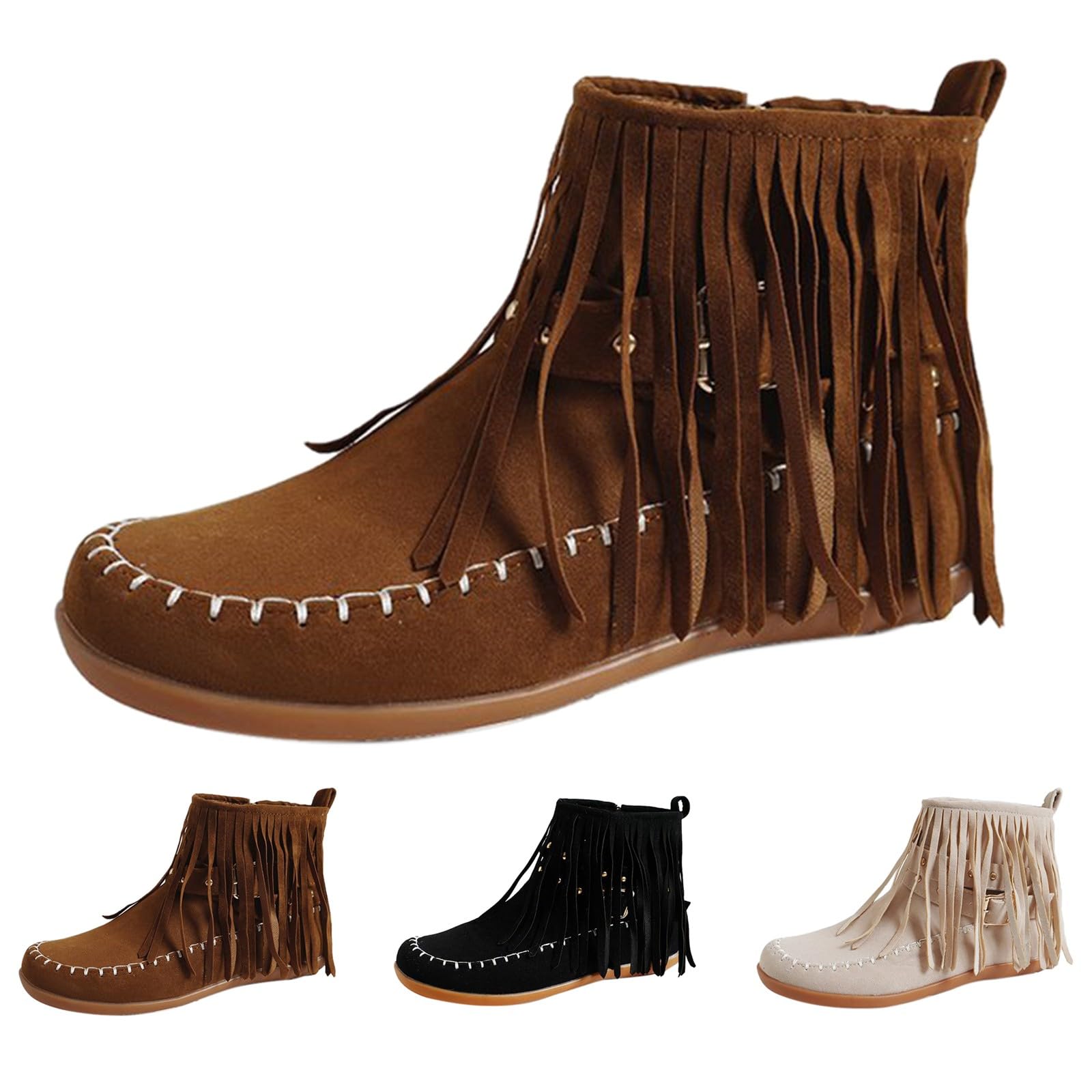 Stivali da cowboy da donna neri con punta rotonda alla caviglia per donna stivali antiscivolo in pelle scamosciata con borchie Primavera, autunno e inverno scarpe casual alla moda classico stivaletto