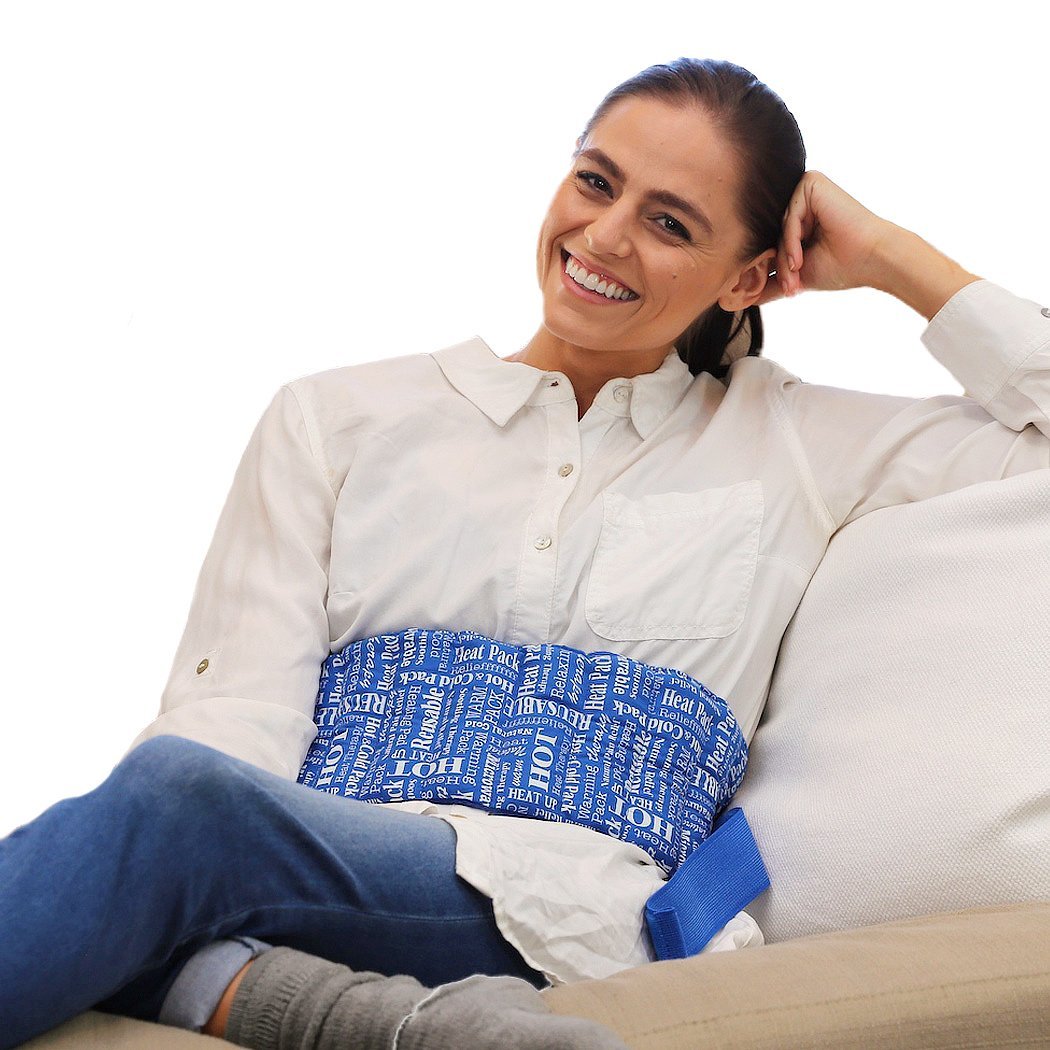 HTP ReliefEverywhere Microwave Heating Pad - Aromatic Heating Pad for Lower Back, Menstrual Cramps, Knee Strap Soothing Pain and Tension Blue