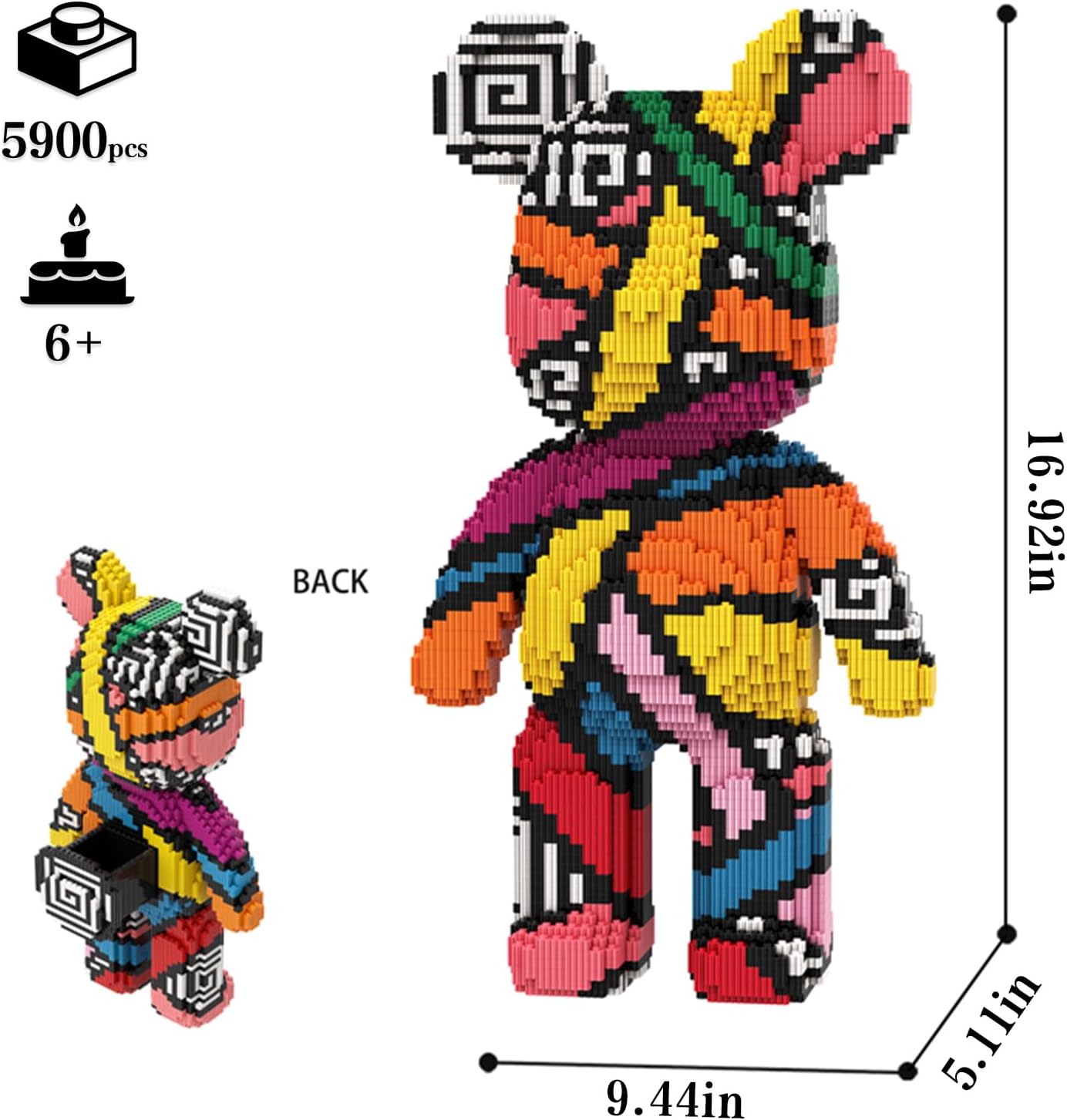 Bear Micro Mini Building Block Sets for Adults, No Compatible with Lego, Building Toys for Home & Office Decor, MOC 3D Creative Model Gifts for Christmas