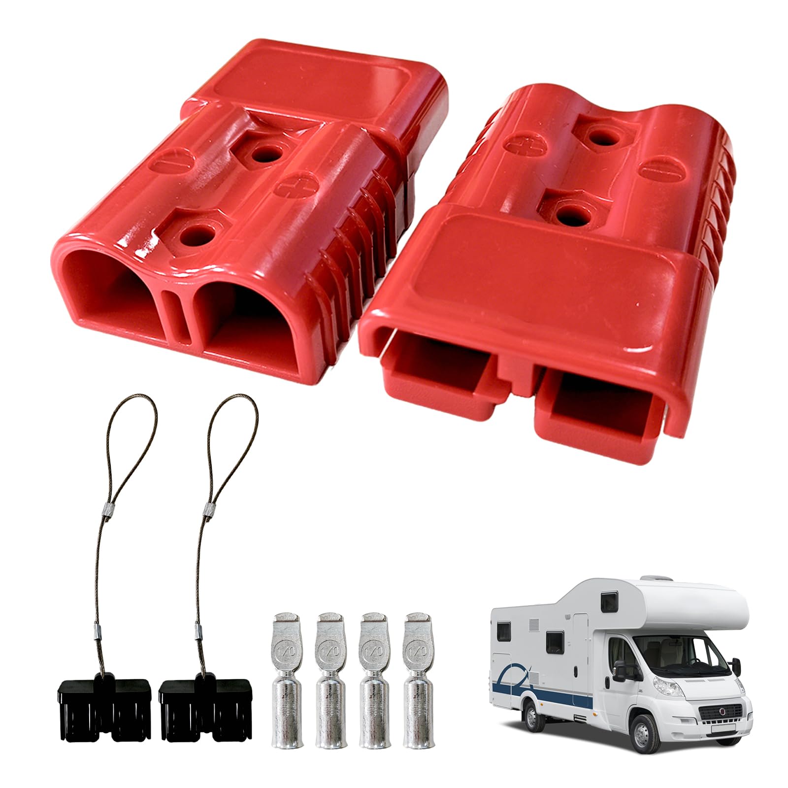 Set di 2 connettori rapidi per batteria da 175 A, connettore rapido, cavo a occhio da 1/0 G per sistemi da 12 a 36 V, attacco rapido e tappi di protezione, per auto, ATV, motori e rimorchi, colore