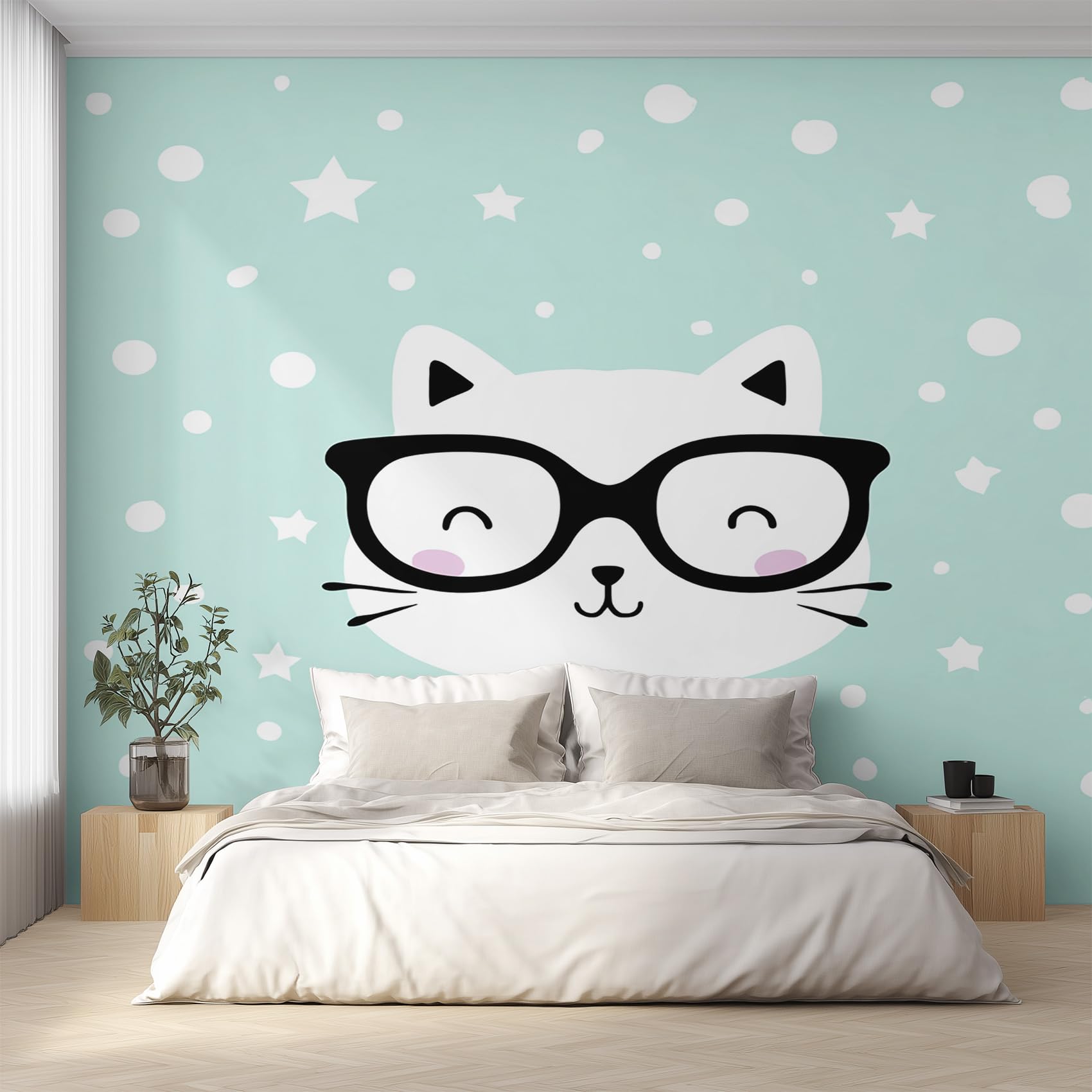 Papier peint chat pour décorer un grand mur de chambre