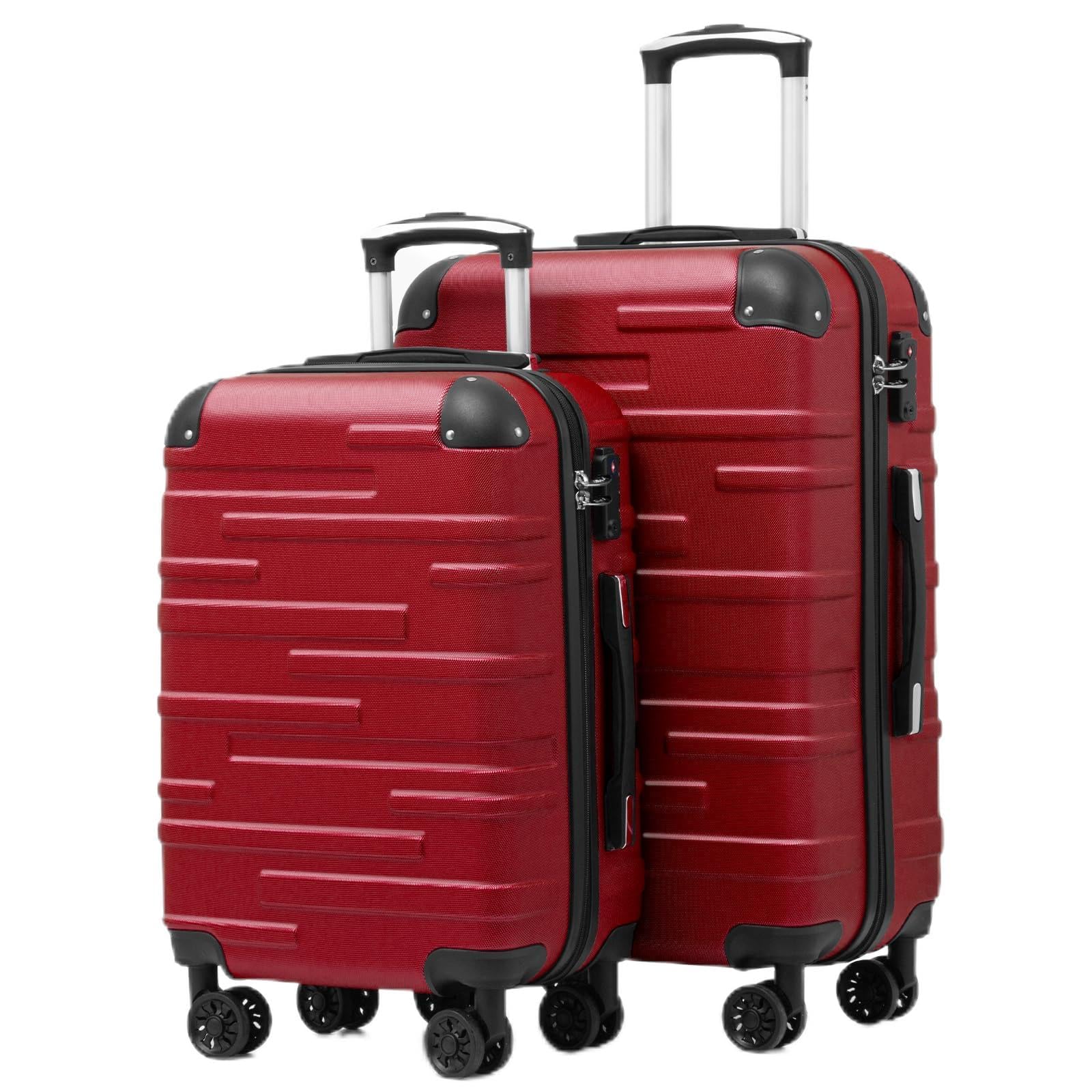 COOLIFE Hartschalen-Koffer Rollkoffer Reisekoffer Vergrößerbares Gepäck (Nur Großer Koffer Erweiterbar) ABS Material mit TSA-Schloss und 4 Rollen