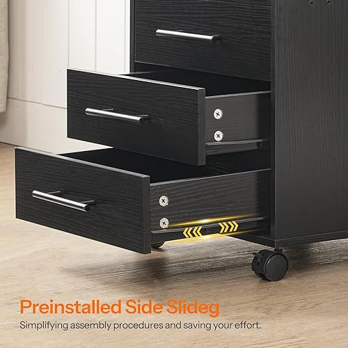 Miniatura 15 de HOOBRO Archivador de 5 cajones, archivador de oficina con cajones, gabinete de almacenamiento móvil de madera con ruedas, para maquillaje, oficina