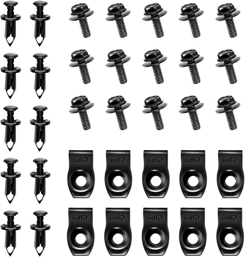 35 clips de remache para guardabarros de parachoques, retenedor de empuje, para motor debajo de la cubierta, protección contra salpicaduras,