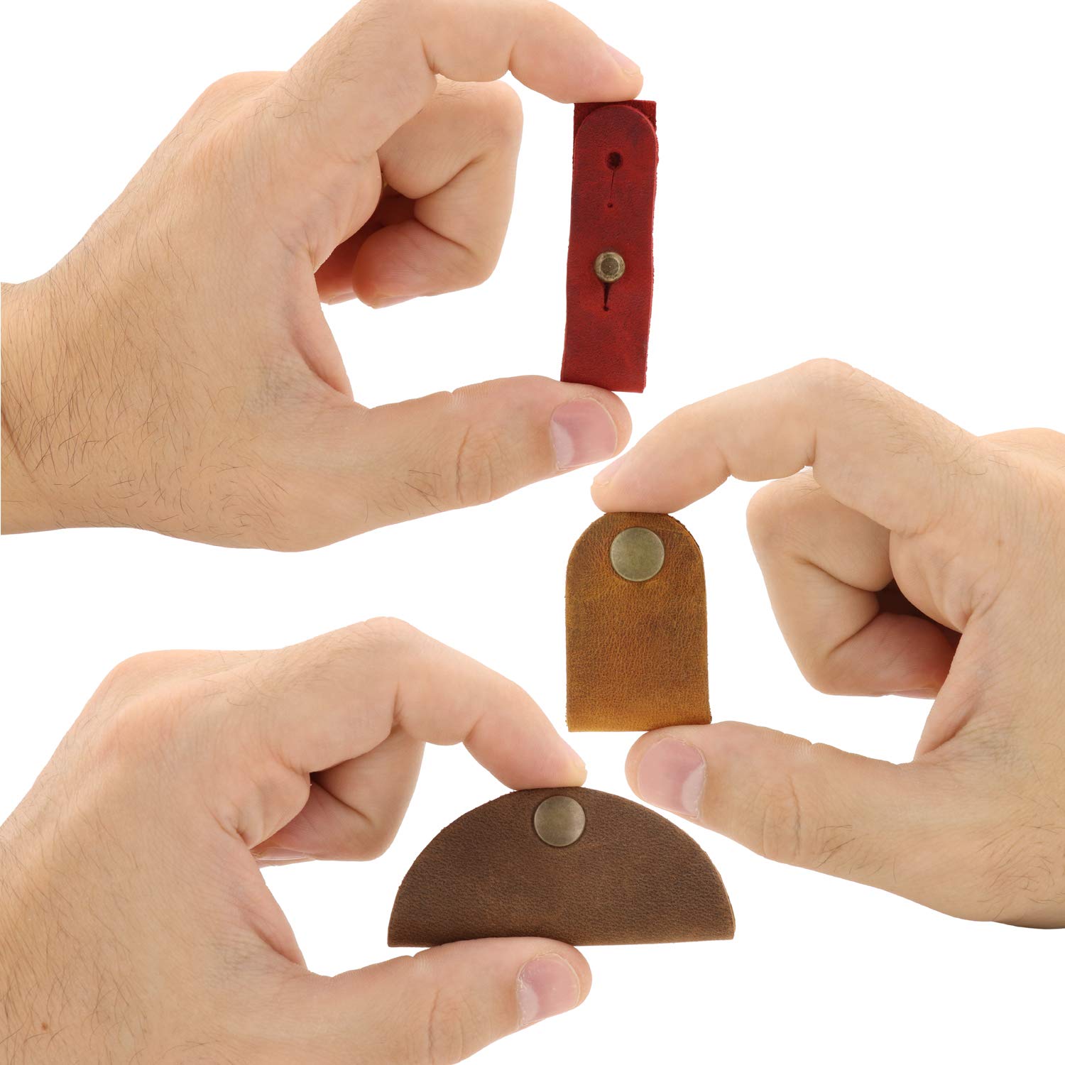 Londo Skórzany Organizer Na Kable i Słuchawki Zestaw - Uporządkuj Kable USB, Słuchawki - Skóra Naturalna, Cynamon/Brąz