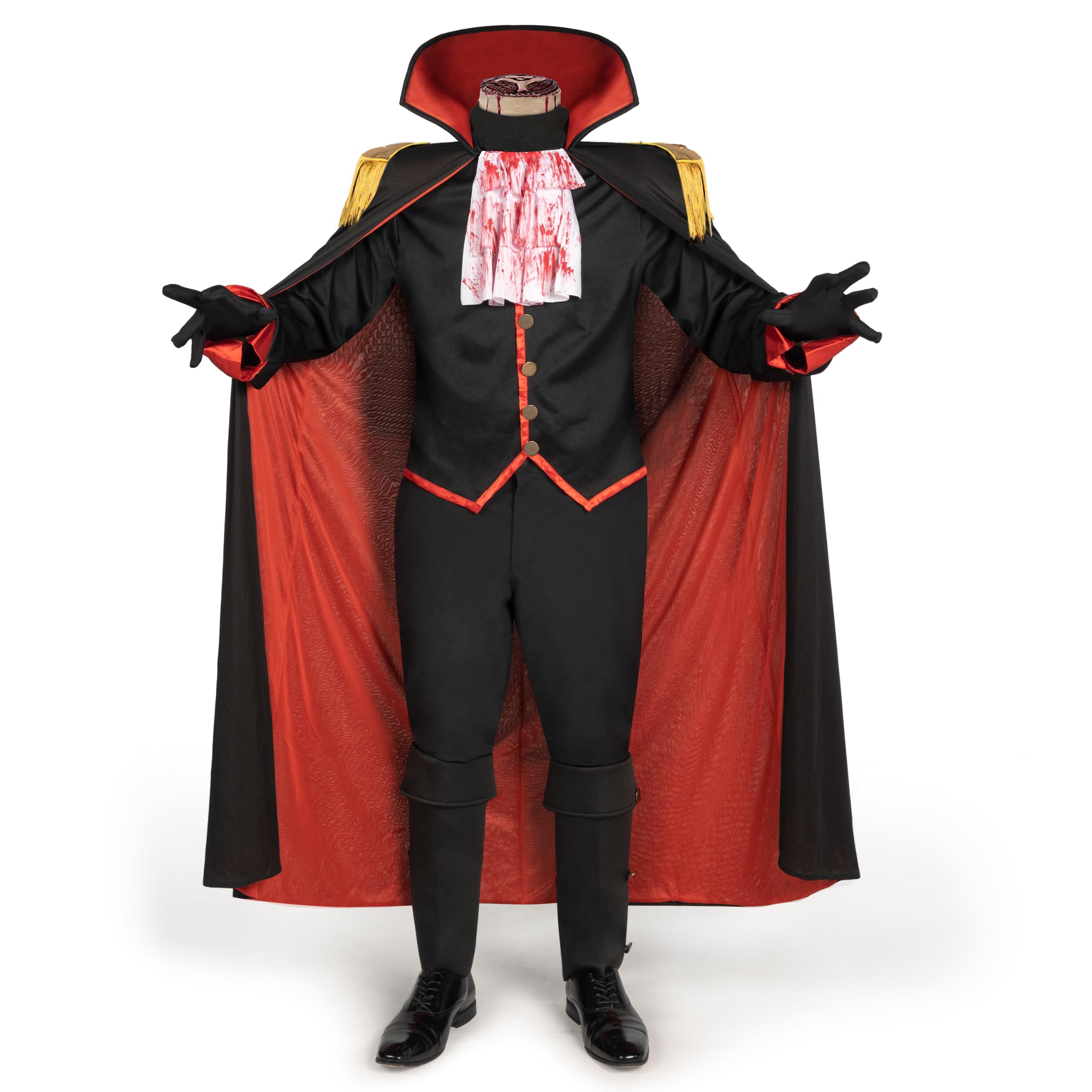 Spooktacular Creations - Disfraz de jinete sin cabeza para adulto, incluye chaleco con capa, capucha, fundas para botas, guantes para hombre