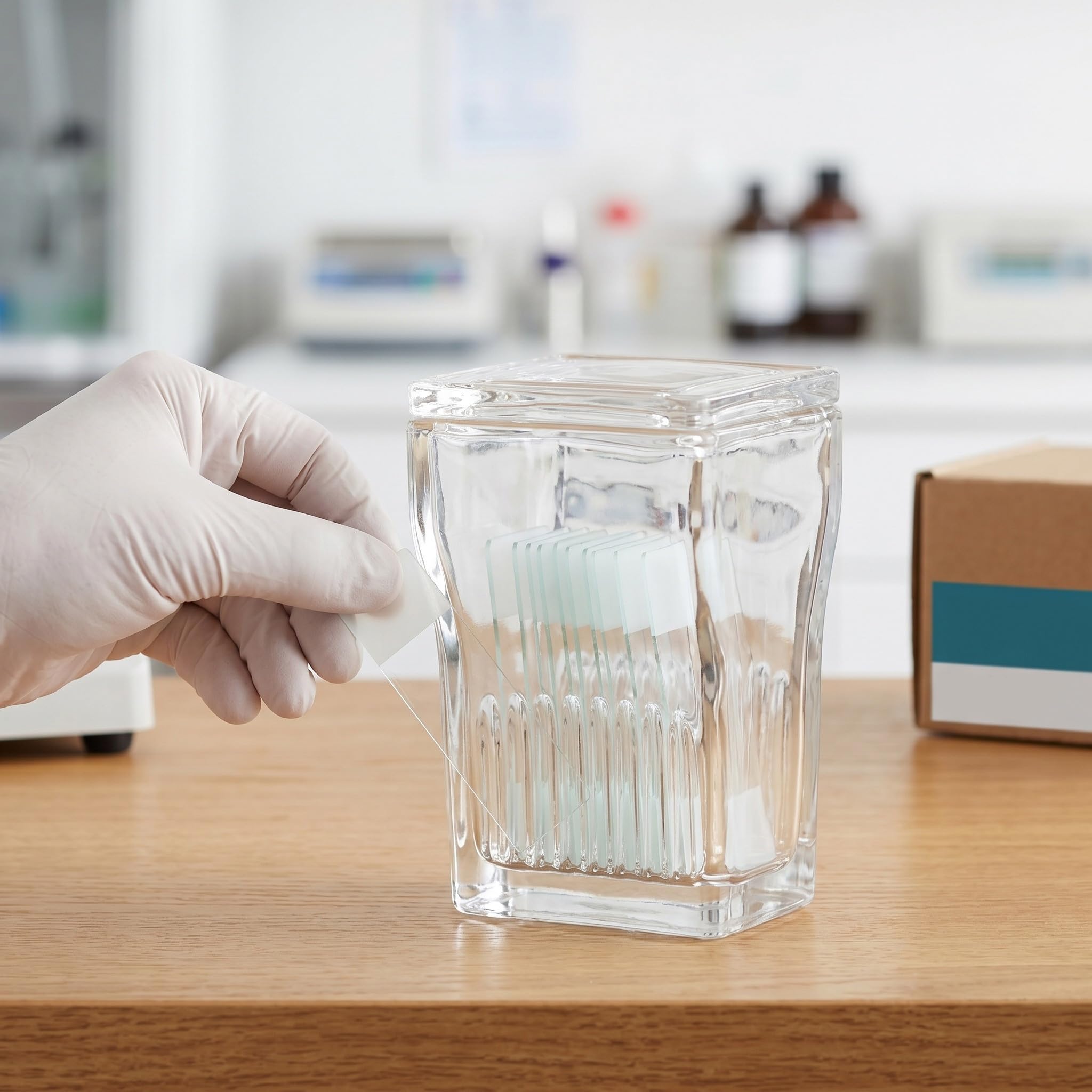 Amosfun Vaschetta per Colorazione di Vetrini in Vetro Trasparente, Resistente al Calore, Capacità 9 Vetrini, Confezione da 2 Pezzi, per Laboratori Didattici Patologia