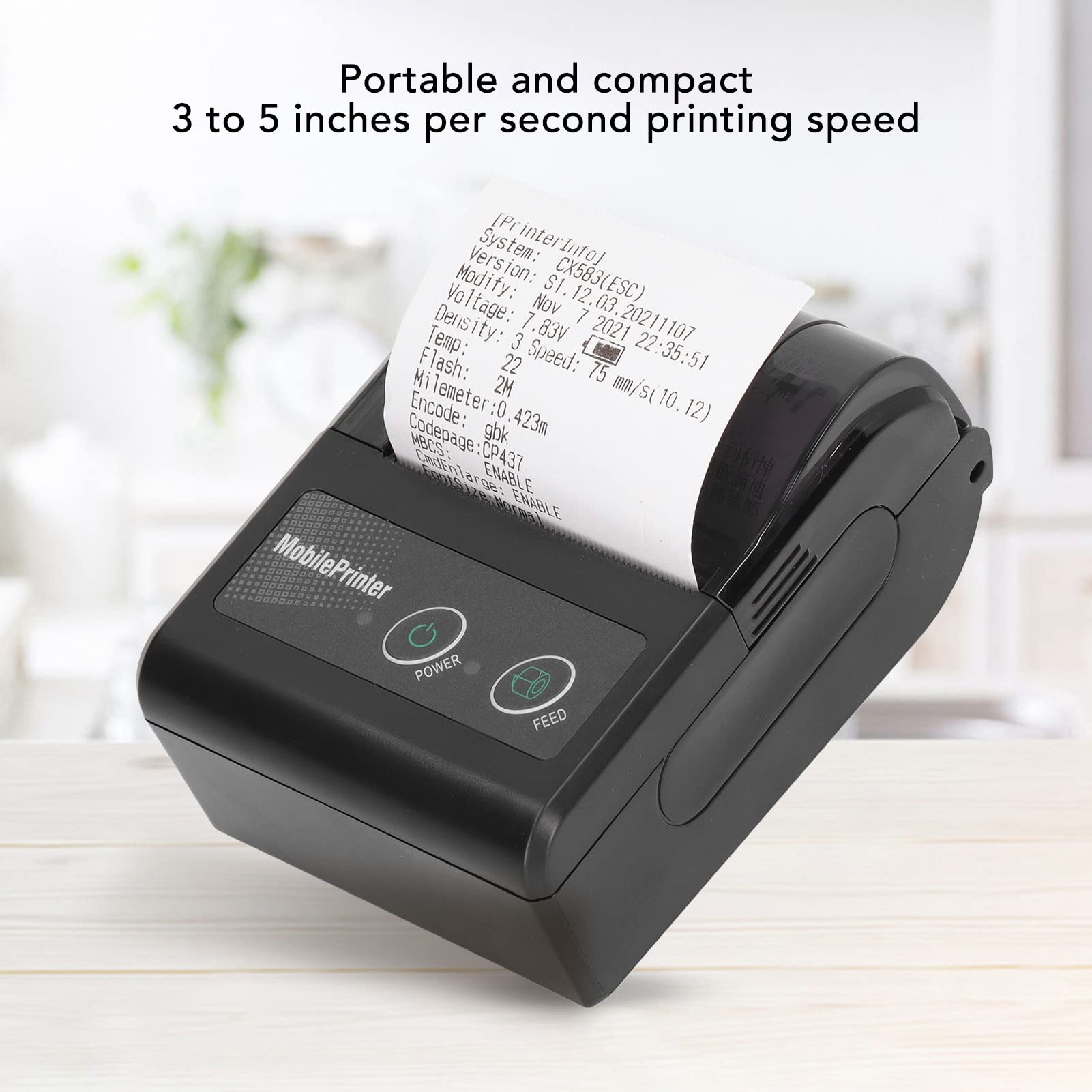 Stampante per Ricevute Bluetooth, Stampante POS Mobile per Fatture Personali USB Portatile da 57 Mm, Stampante Termica Portatile per Cintura in Pelle da 200 Dpi, Supporta Telefono/finestre, per Piccol