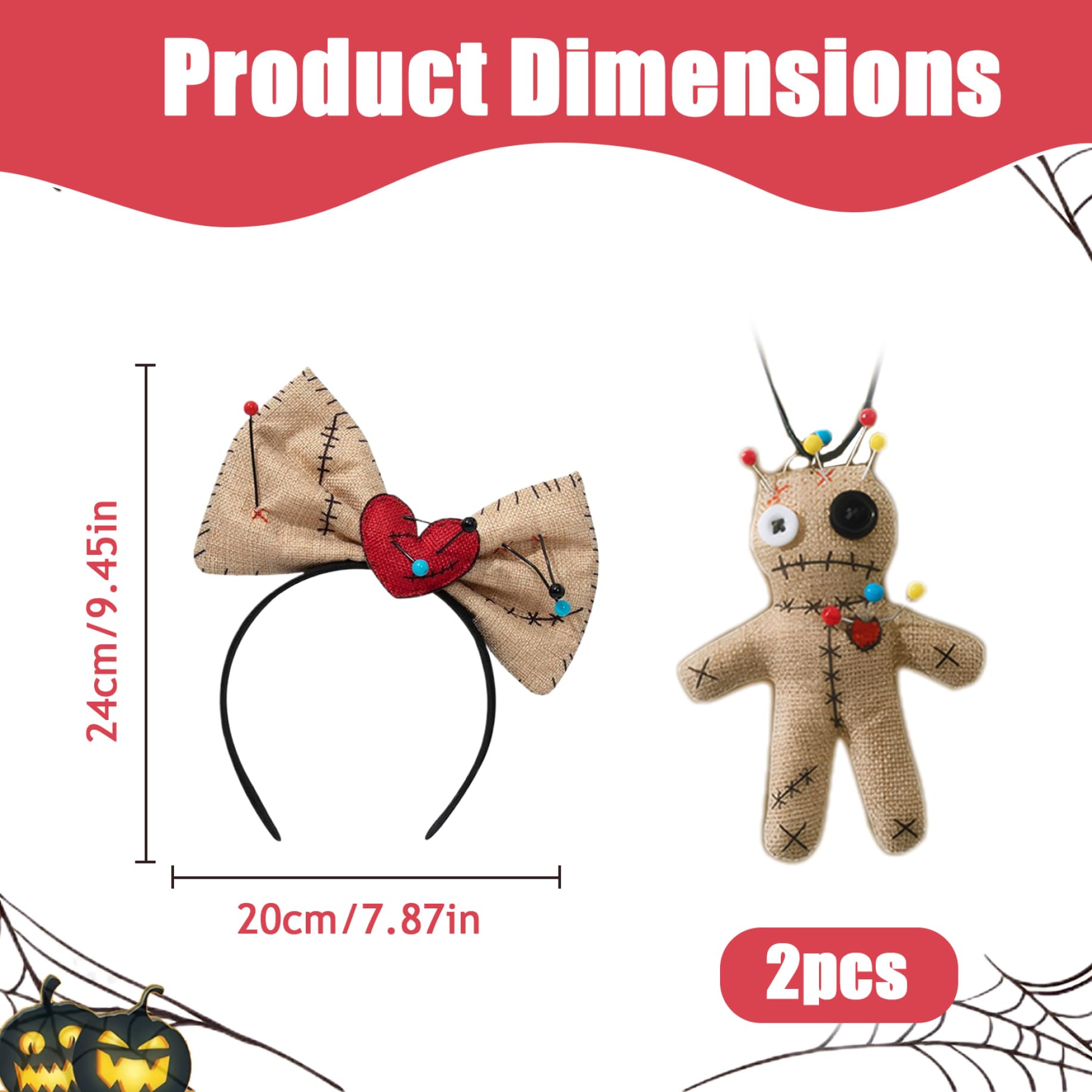 Costume De Poupée Vaudou Halloween - Set 2 Pièces (bandeau Et Collier) - Accessoire Déguisement Effrayant - 11