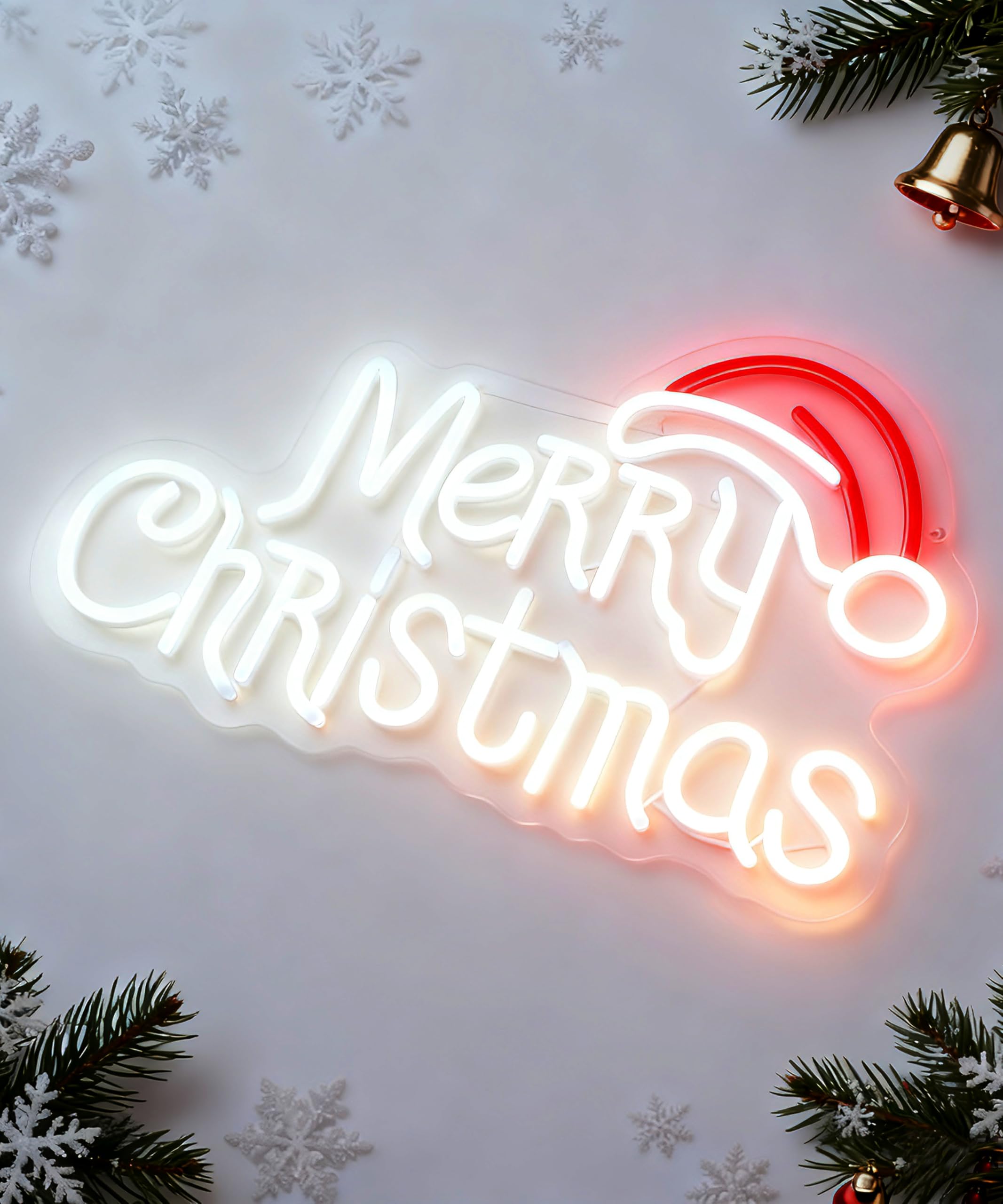 Letreros de neón de Feliz Navidad, letrero LED de sombrero de Papá Noel, alimentado por USB, para decoración de pared, decoración del hogar, para fiesta de Navidad, dormitorio, sala de estar