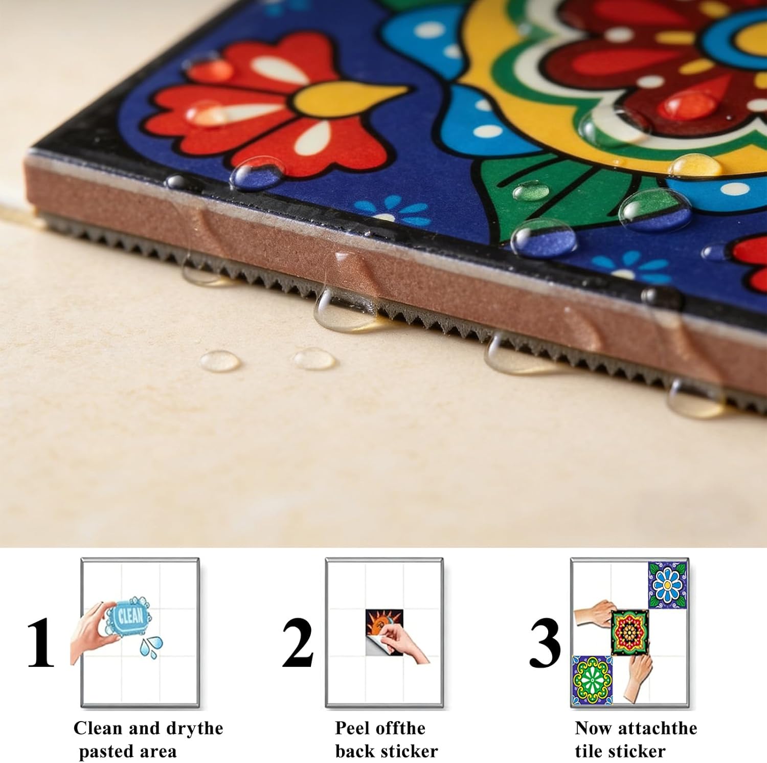 30 Pcs Mexican Talavera Peel and Stick Tile Stickers,Traditional Boho Floral Pattern Waterproof Decals for Kitchen Backsplash,Bathroom Wall,Stair Riser,Easy DIY Home Decor 4x4 Inch