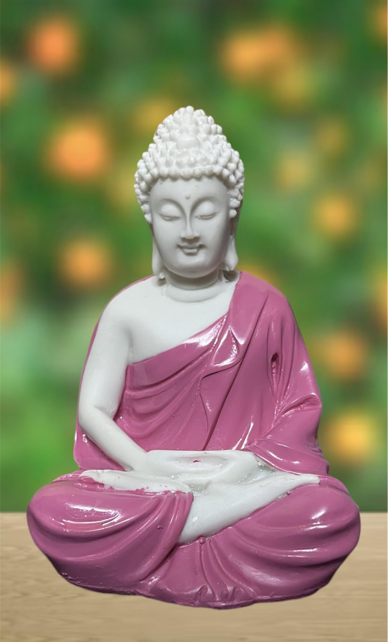 ALWAYS BETTER LOOK Maditation Buddha Pink Premium Rare Handcrafted Polymarble Meditation/Dhyan White Buddha Statue Lord Figurine/Idol… (Pink)