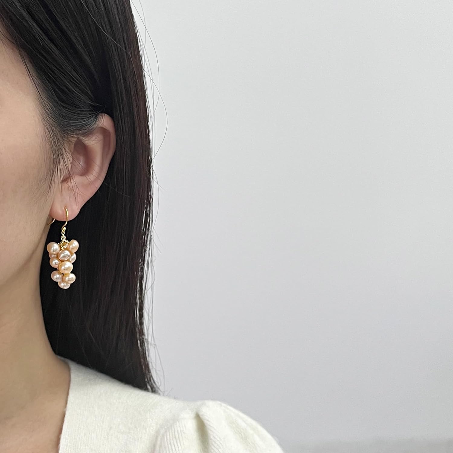 14K Gold Plated Sterling Silver Handmade Cultured Pearls Cluster Dangling Drop Earrings for Women - Image 5