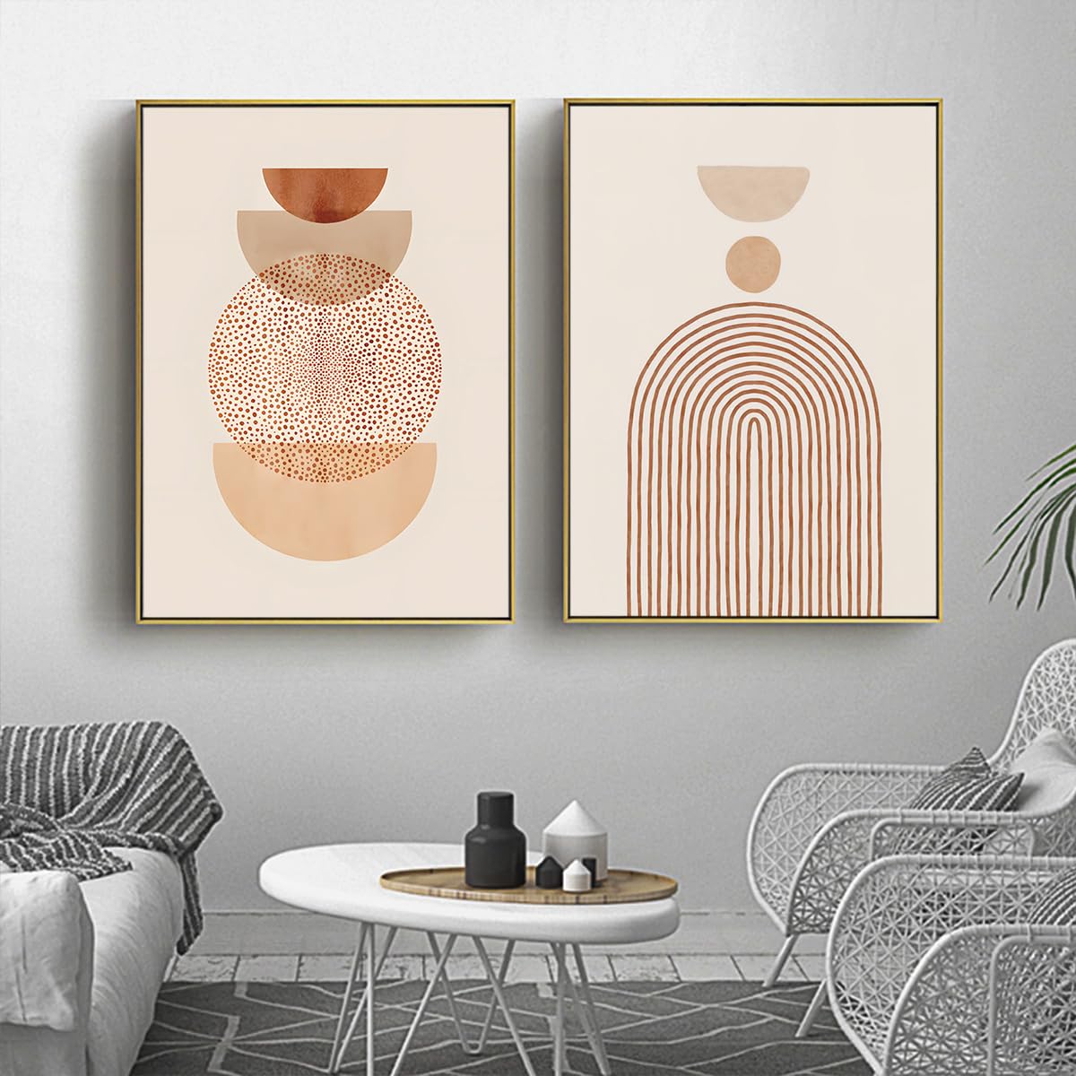 KXHHYB Abstract Line Geometry Posters, cuadros modernos, bohemios, decoración de pared, juego de 3 unidades, línea de arte geométrico, póster de pared sin marco (B, 60 x 90 cm x 3)