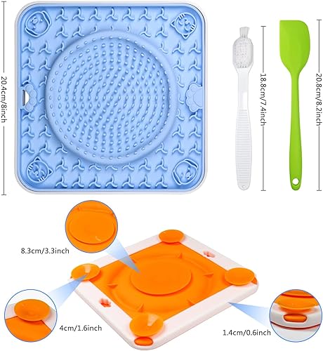 Miniatura 2 de Paquete de 2 alfombrillas para lamer perros y gatos, tapete de silicona para lamer perros con succión, tapete de alimentación lenta para perros para