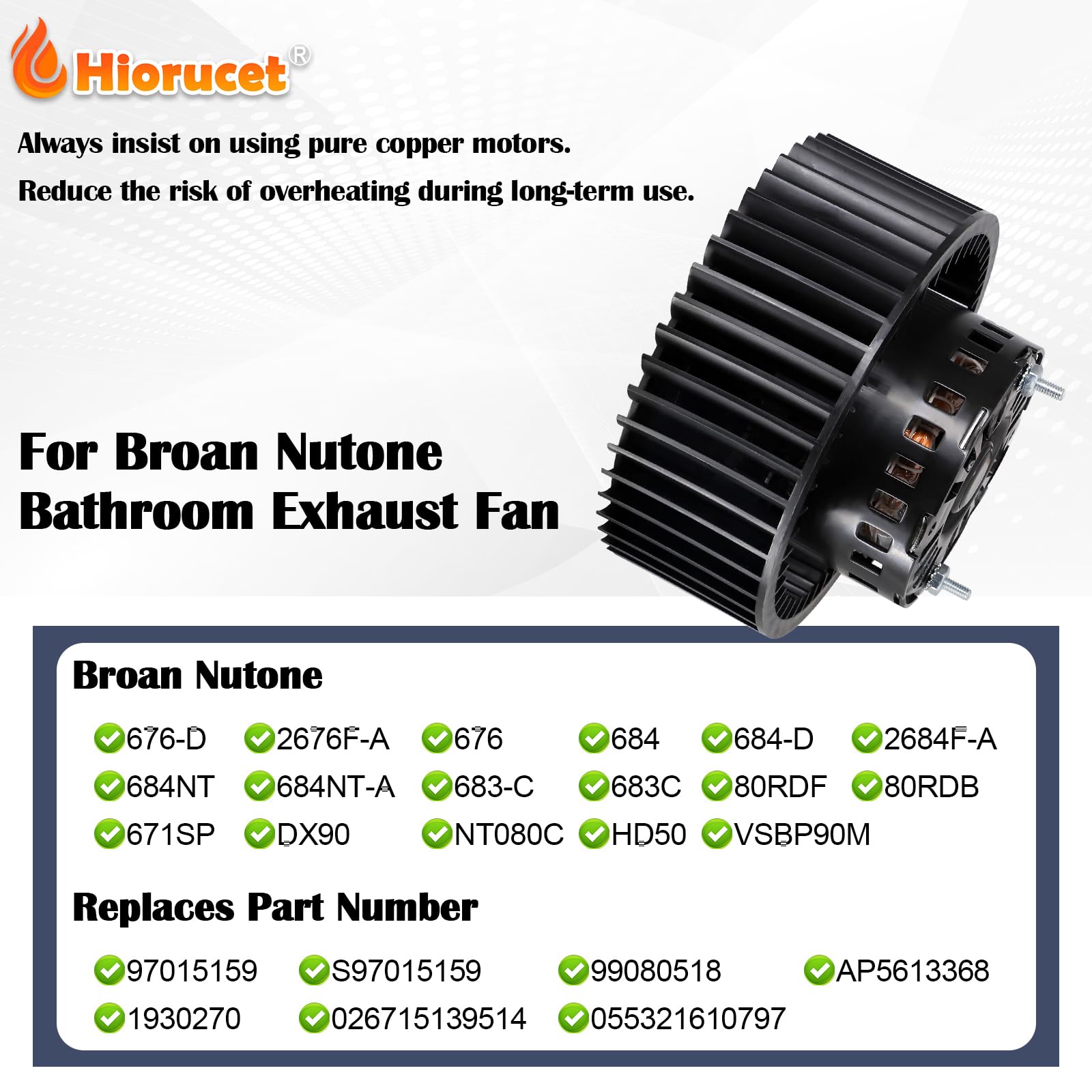 676-D/2676F-A Ersatz-Lüftermontage, S97015159 Abluftventilatormotor Ersatz für Nutone Broan 676, 684, 684-D, 2684F-A, 684NT, 684NT-A, 683-C, 683C, 80RDF, 80RDB, 671SP, DX90, NT0800 C, HD50, VSBP90M