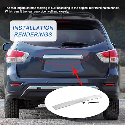 Miniatura 5 de Manija trasera para portón trasero, acabado cromado, montaje de manija abierta exterior compatible con Nissan Pathfinder 2013-2019 Reemplazo #