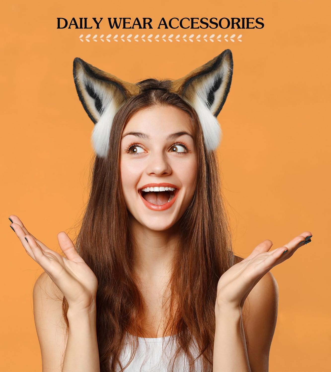 Dodheah Wolf Ears Headband Fox Cat Ears Hairband Animal Cosplay Headwear Halloween Christmas Costume Accessories