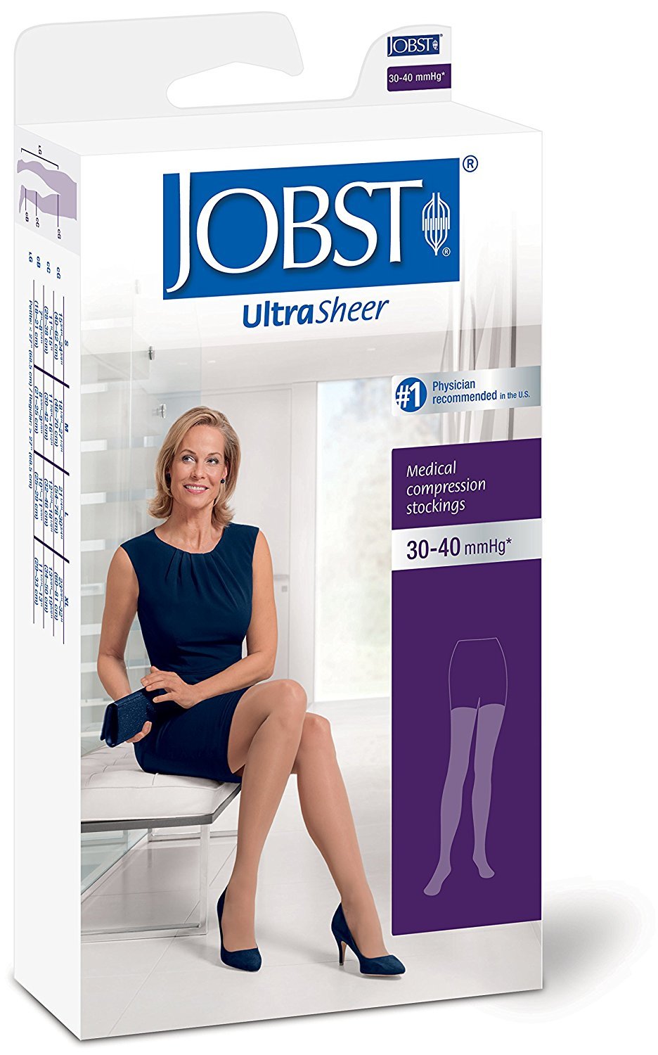 Women's Ultrasheer 30-40 mmHg Thigh High Extra Firm Support Sock with Lace Silicone Top Band Size: Medium, Color: Anthracite
