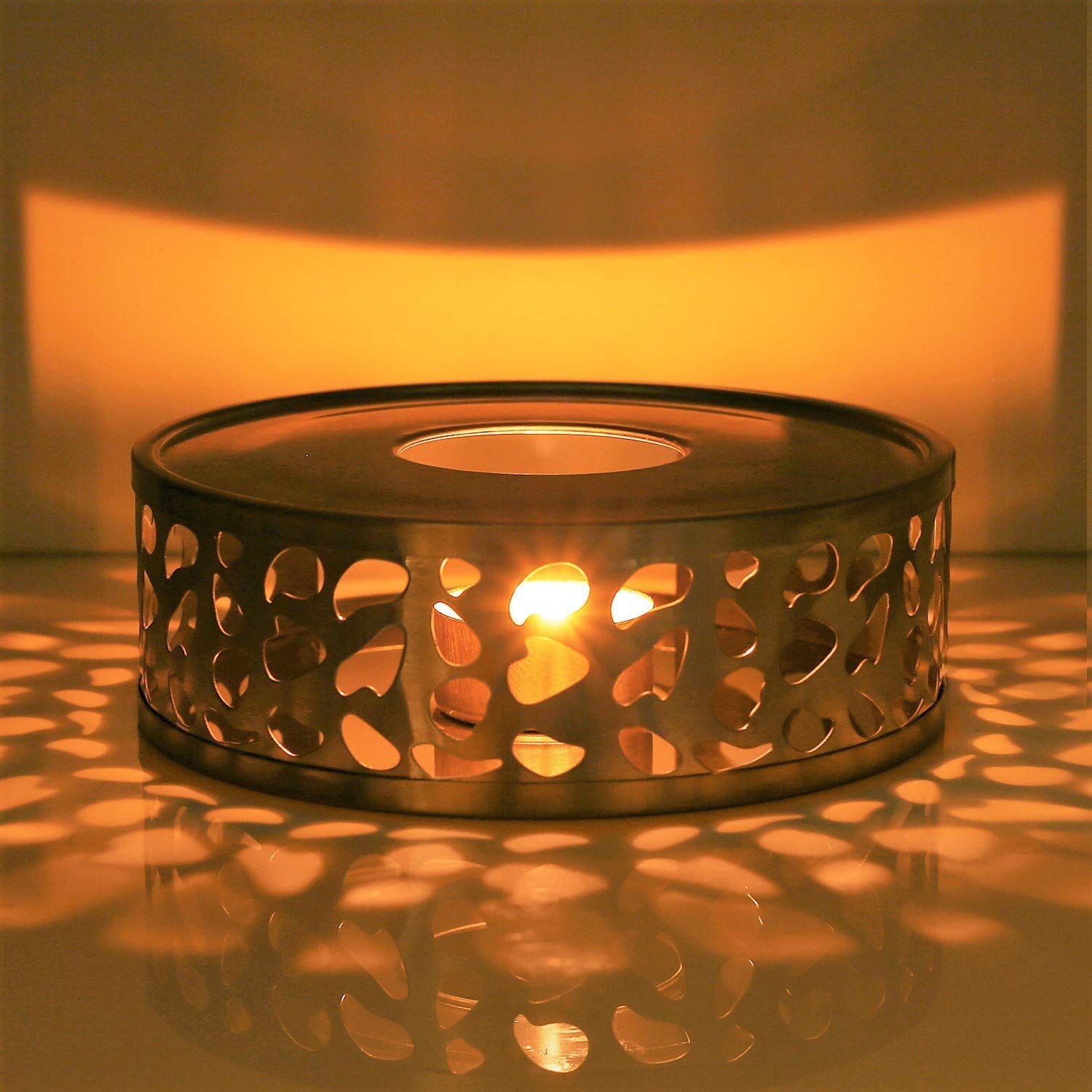 Stainless Steel Teapot Warmer Base with Hollow Frame Design
