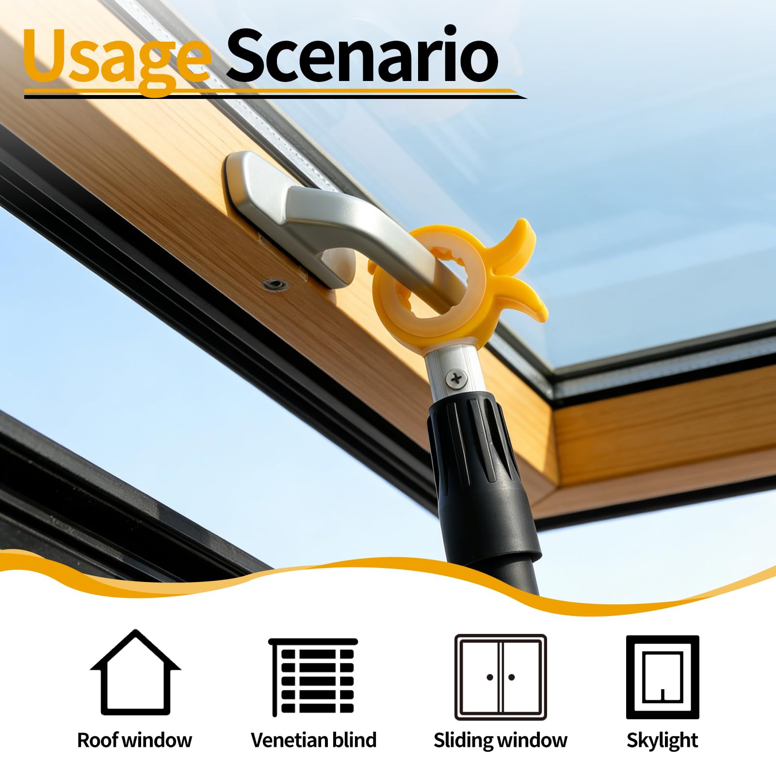 Fenstergriff Verlängerung Für Velux Dachfenster Stange Zum Öffnen - Fensteröffner Stange, Teleskopstange Fenster Öffnen, Fensteröffner Verlängerung, Dachluken Haken Window Handle Extension 80-120cm