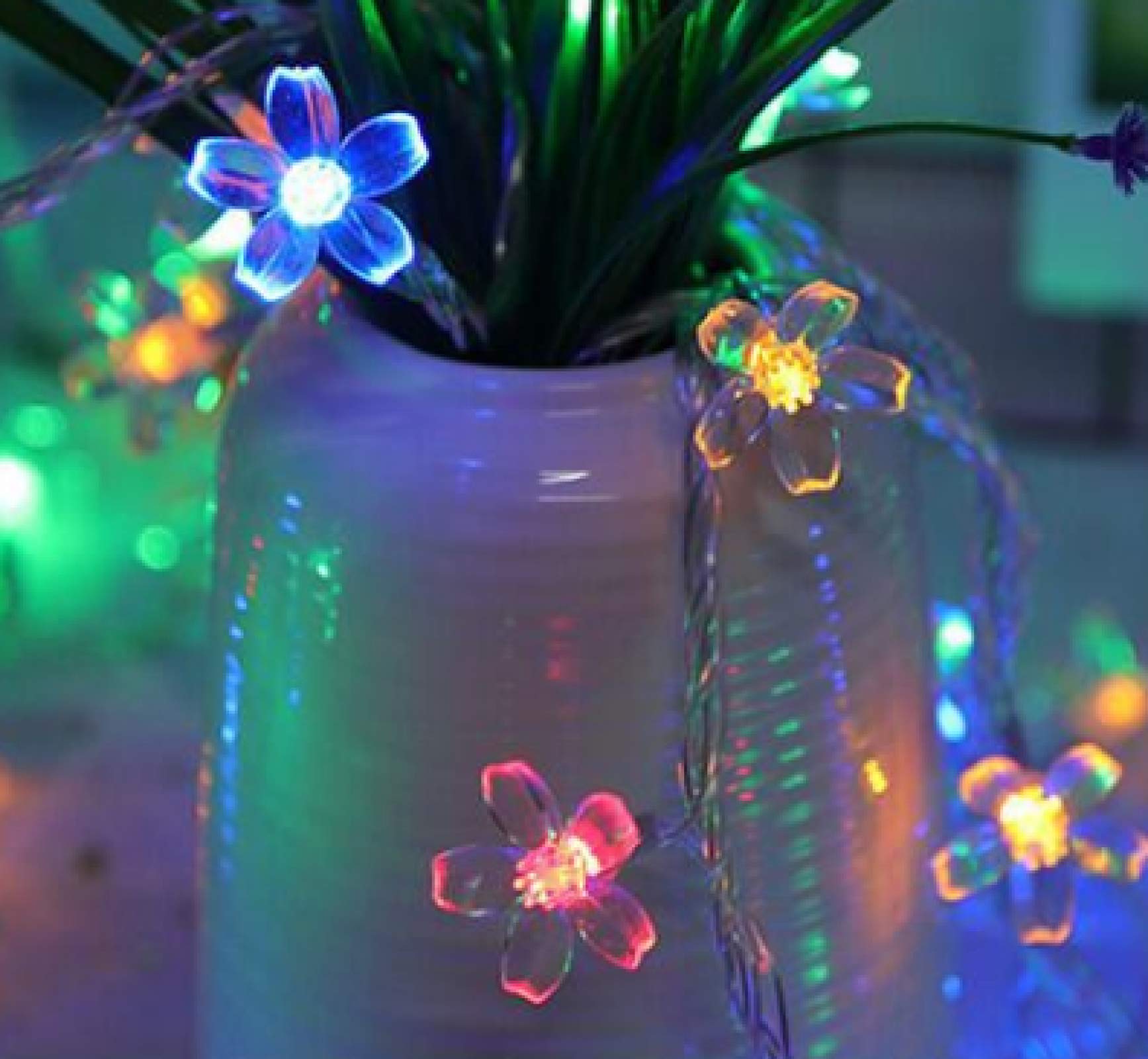 Łańcuch świetlny LED, zewnętrzny, wewnętrzny, osadzony w ziemi, solarny łańcuch świetlny LED, dekoracja ogrodowa w kształcie brzoskwini, lampki świąteczne, kolor 7 metrów 50 świateł