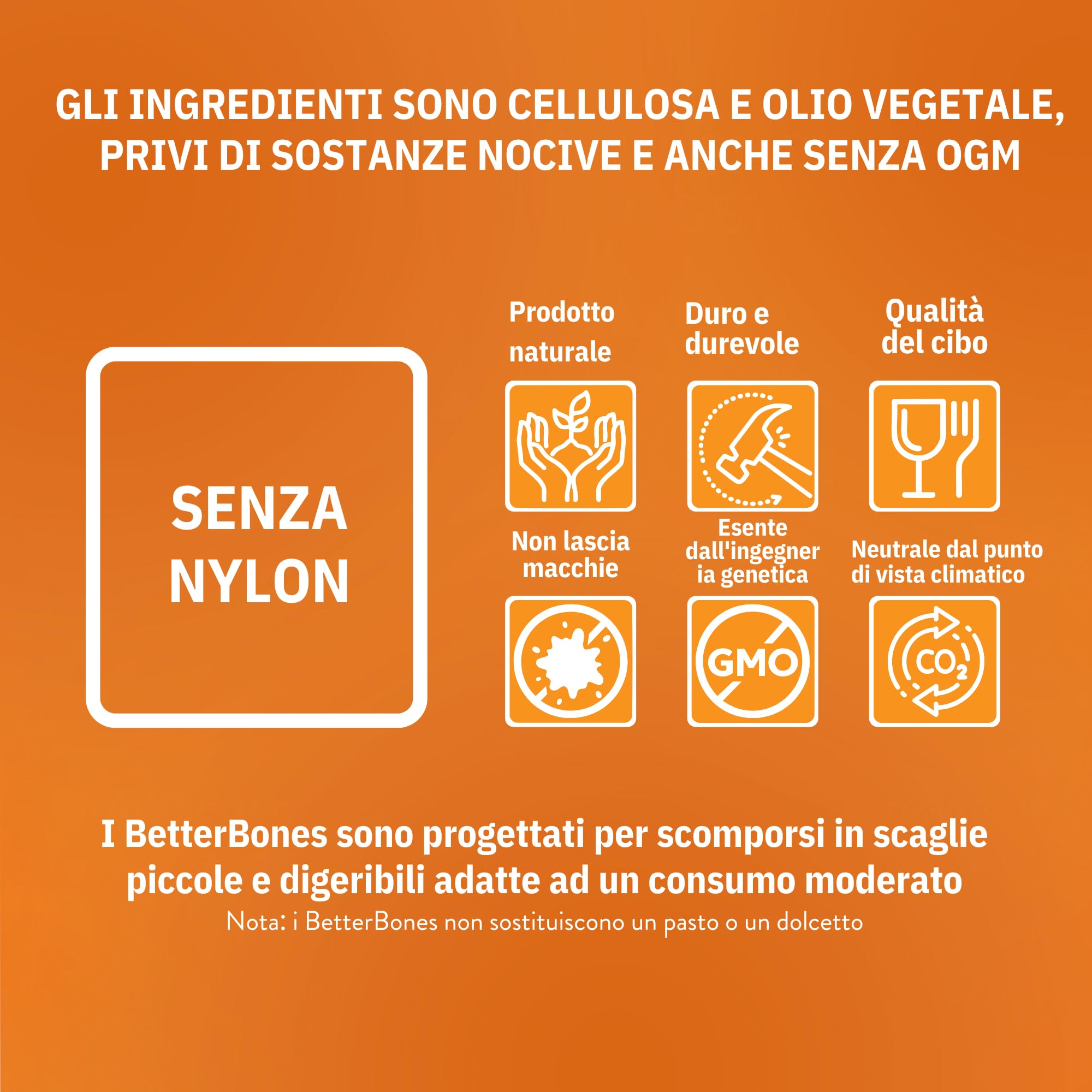 BetterBone - Giocattolo per cani da masticare – Large Hard Classic – Veggie Ossa da masticare per cani senza nylon e OGM a base di cellulosa – Giocattolo da masticare extra duro – gusto neutro – Senza