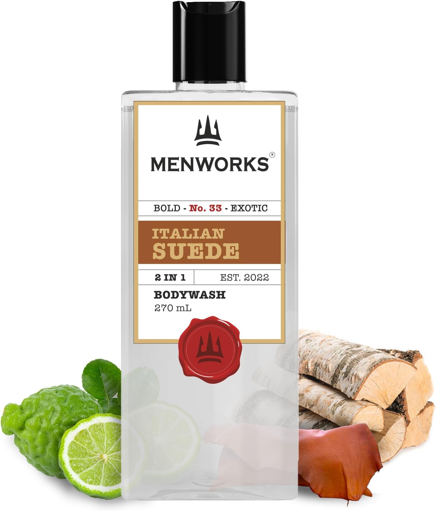 Italian Suede Bodywash & Shower Gel For Men & Women | Luxury Body Wash | Mens Shower Gel with Bergamot, Pineapple & Leather | Chypre Fruity Fresh | 270ml